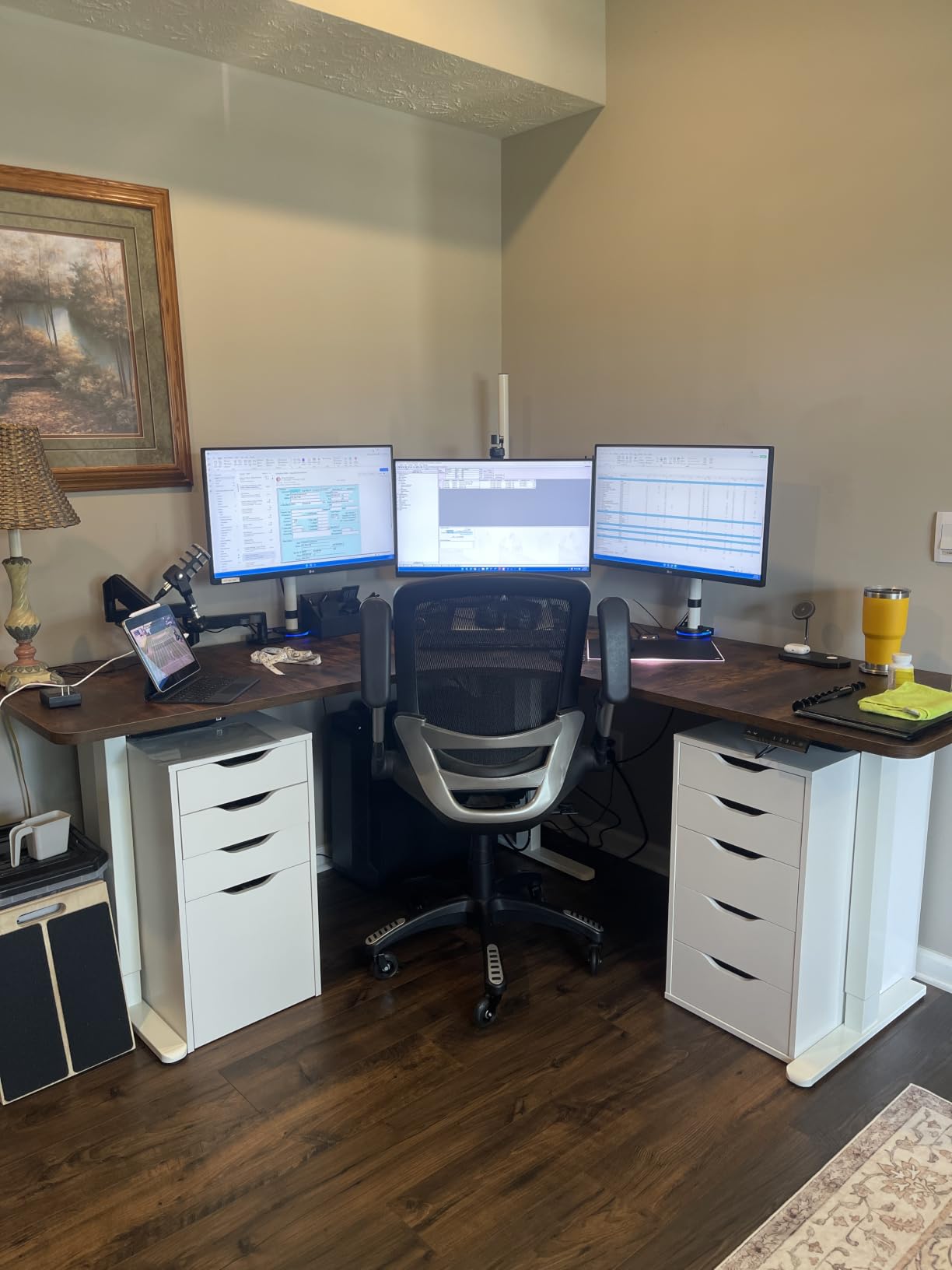 VIVO Electric Height Adjustable 71 x 71 inch Curved Corner Stand Up Desk, Black Table Top, Black Frame, Memory Controller, L-Shaped Workstation, E3C Series, DESK-KIT-E3CB2 customer photo 1