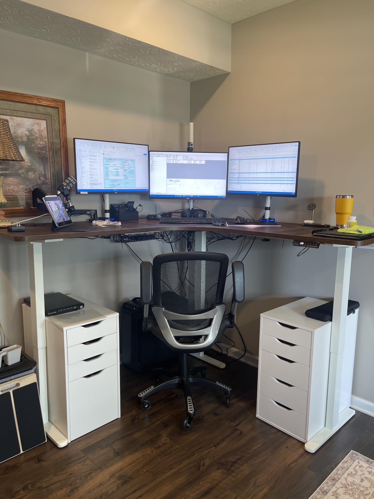 VIVO Electric Height Adjustable 71 x 71 inch Curved Corner Stand Up Desk, Black Table Top, Black Frame, Memory Controller, L-Shaped Workstation, E3C Series, DESK-KIT-E3CB2 customer photo 2