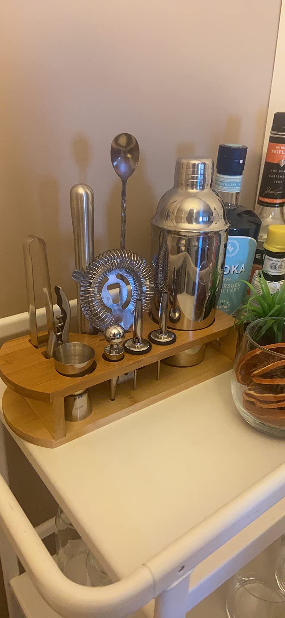 Wukuna Cocktail Shaker Set Bartender Kit, 12-Pcs Bar Tool with Bamboo Stand | Bar Sets with All Practical Bars Accessories, 18/8 Stainless Steel, for Drink Mixing, Bar, Home, Lounge & Party, Gift, Silver customer photo 2