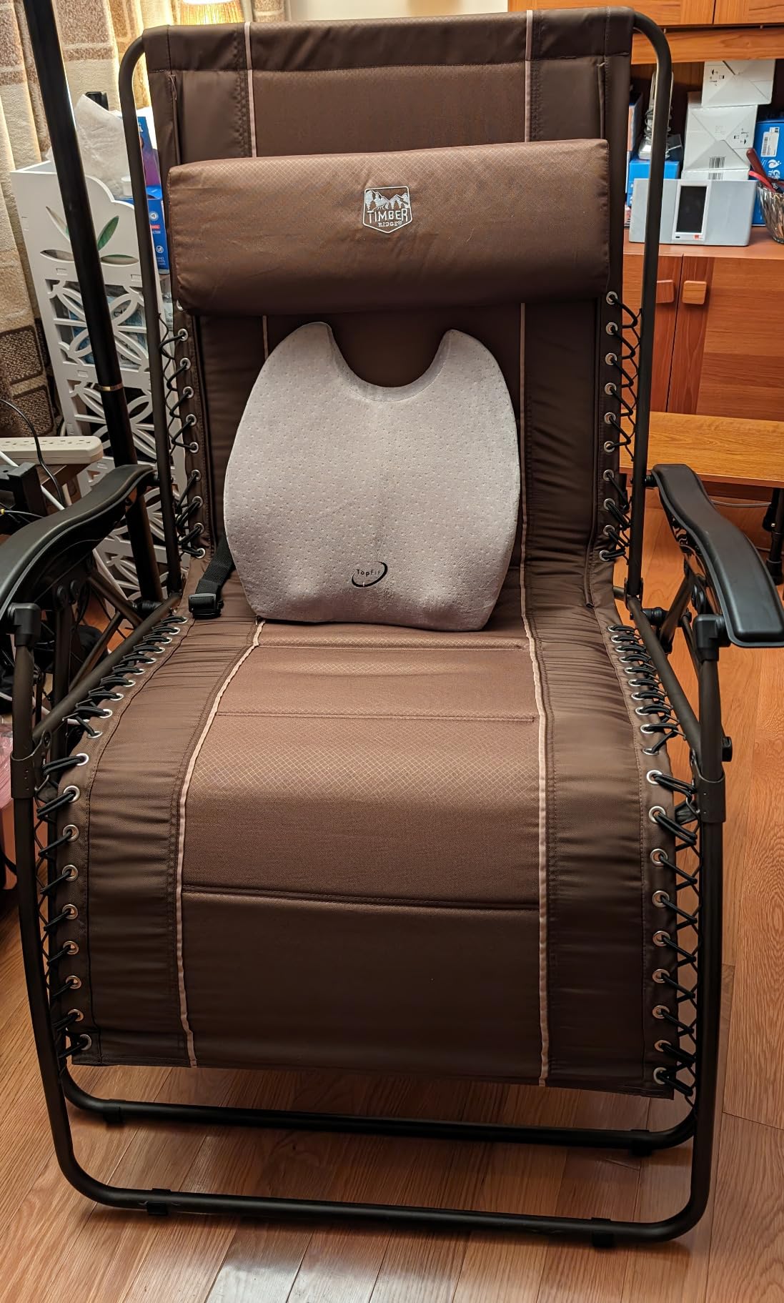 Timber Ridge Oversized Zero Gravity Chair, 33In Wide XXL Zero Gravity Reclining Chair with Side Table, Full Padded Lounge Chair for Outdoor Camping Patio Lawn, Heavy Duty Supports 500lbs, Blue-1 Pack customer photo 2