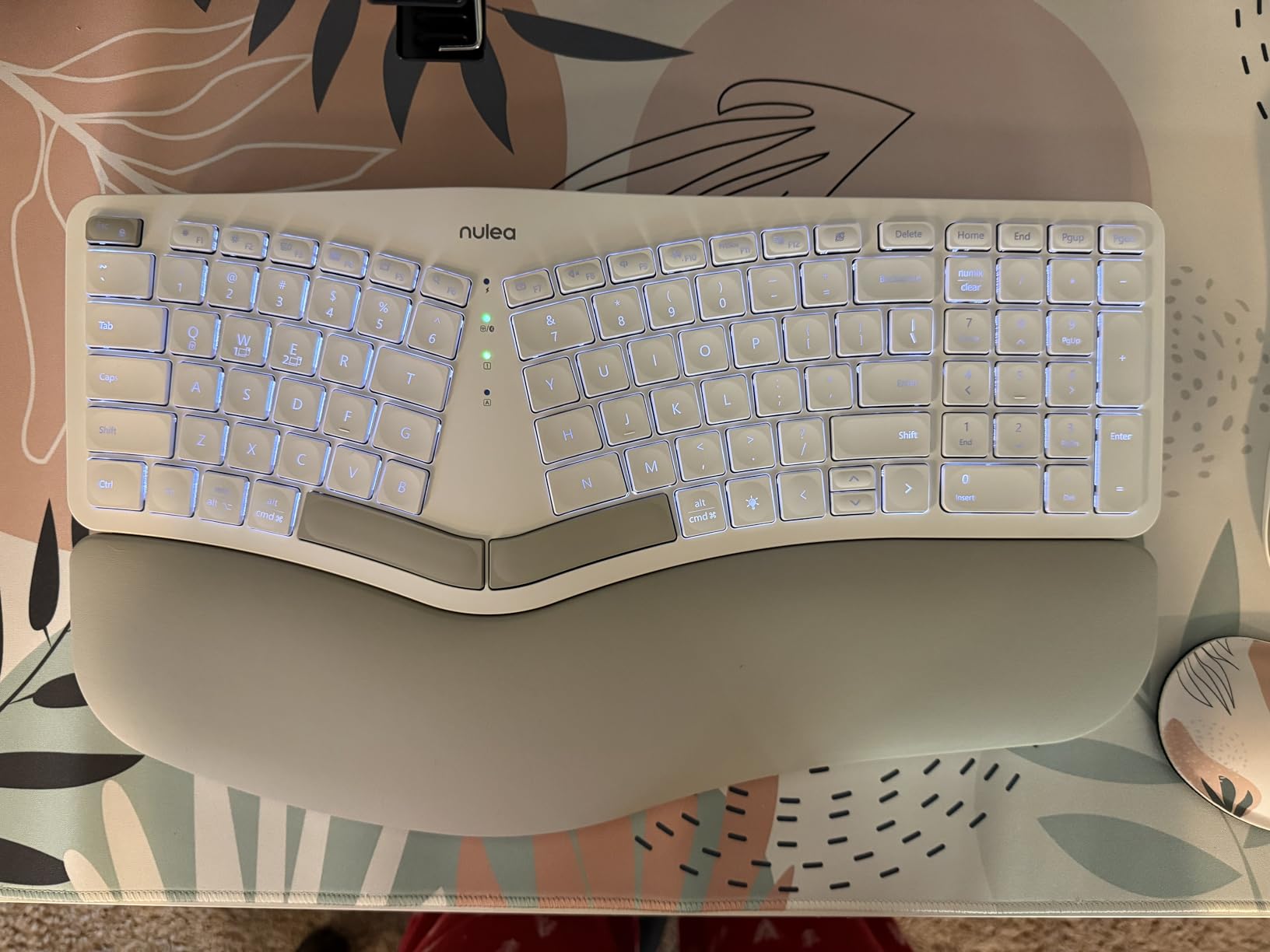 Nulea Ergonomic Split Keyboard Wireless with Wrist Rest 7 Color Backlight | Bluetooth 2.4G Keyboard with USB-C Charging, 3 Device Switching, Adjustable Tilt Legs Compatible for Windows and Mac customer photo 1