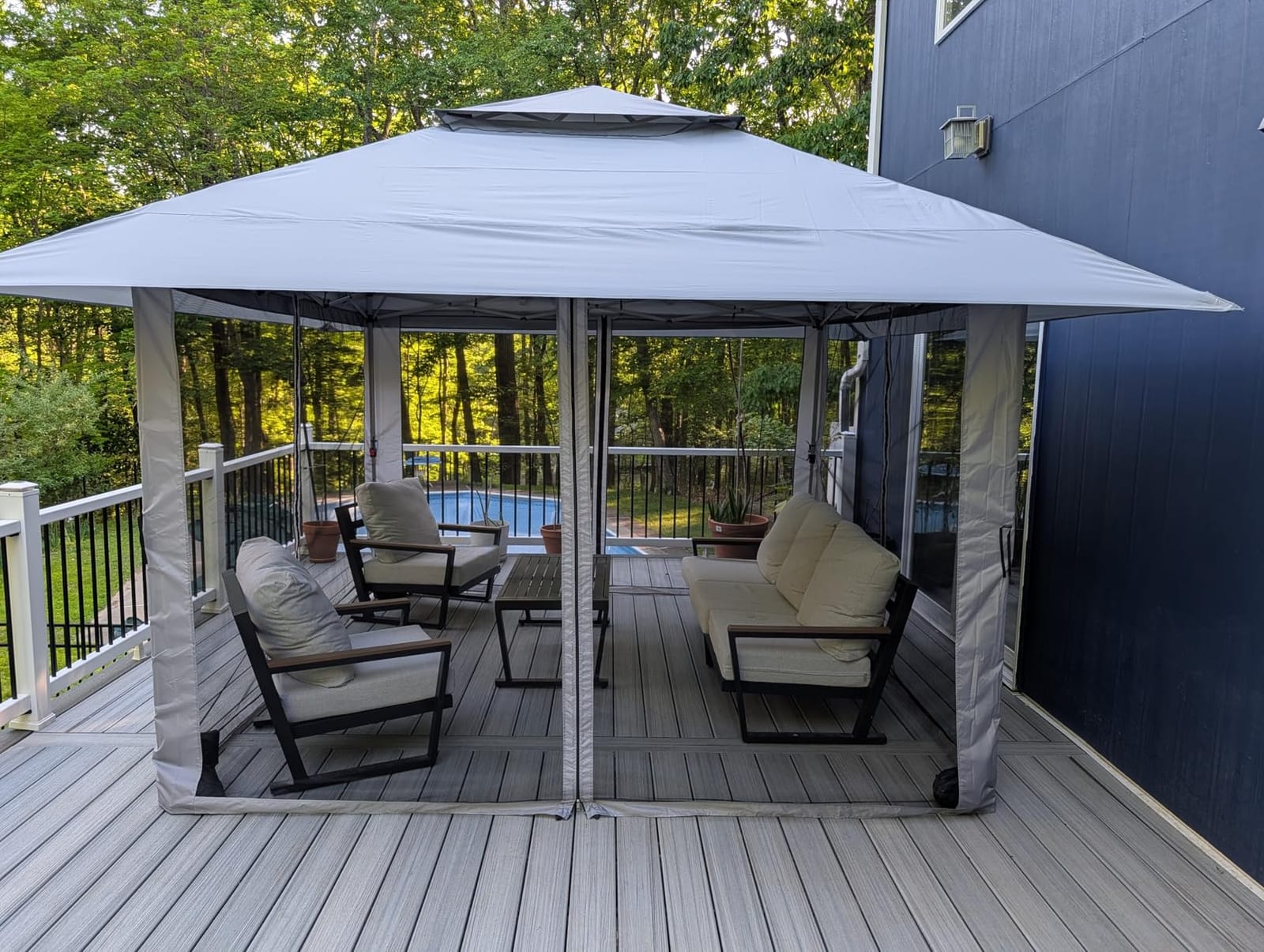 CROWN SHADES 13x13 Pop Up Gazebo, Outdoor Canopy Tent, Grey | Gazebos on Clearance, Outdoor Gazebo for Backyard & Patio Furniture, Carpa Pop Up Tent with Wheeled STO-N-GO Cover Bag customer photo 2