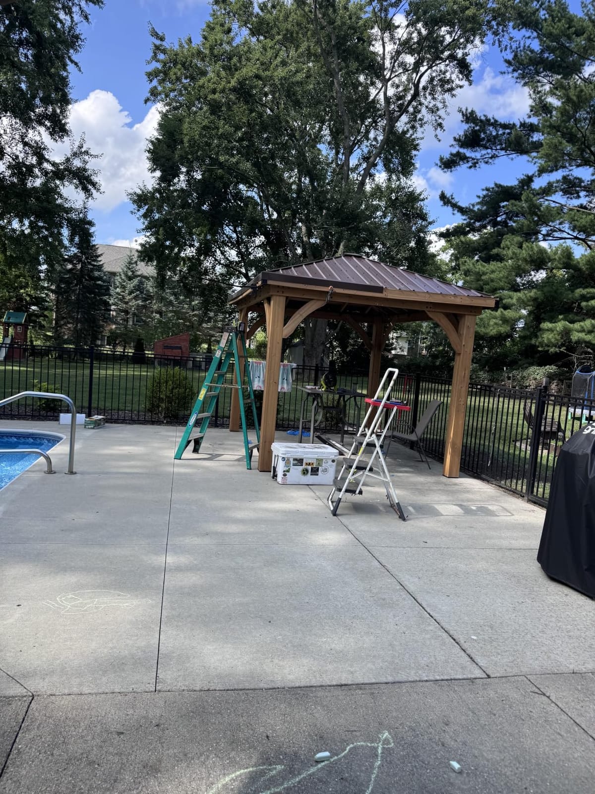 Backyard Discovery Barrington 12' x 10' Cedar Wood Outdoor Gazebo Pavilion with Hardtop Galvanized Steel Hip Roof, Snow Support, Wind Resistance, PowerPort, Shade for Garden, Patio, Deck, Entertaining customer photo 1