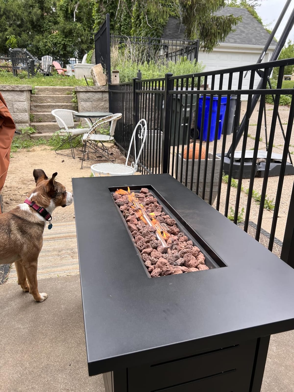 Ciays 42 Inch Gas Fire Pit Table, 60,000 BTU Propane Fire Pit for Patio | CSA-listed design, steel lid, lava rock, external flame control, spacious tabletop for patio, deck, garden and parties customer photo 2