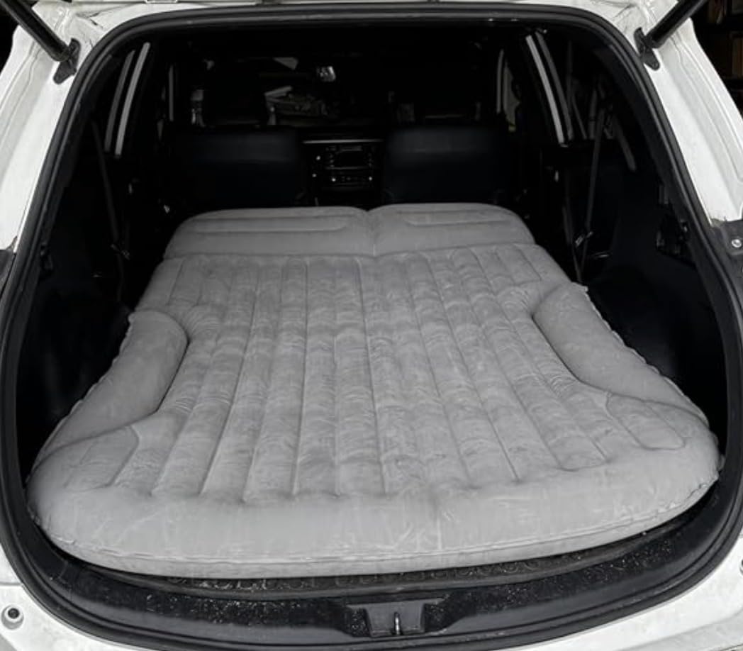 KMZ SUV Air Mattress Double-Sided Flocking Bed with Pump & 2 Pillows Beige | Thickened Inflatable Camping Bed for SUV Trunk & Rear Seat, Coffee & Beige Color, Ideal for Travel & Camping customer photo 2