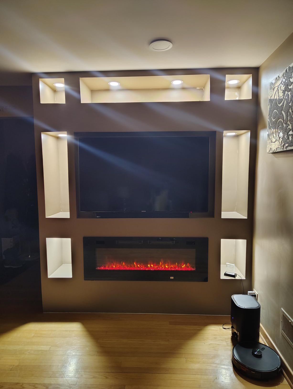Zionheat 50 inch Ultra Thin Electric Fireplace-Wall Fireplace for Living Room-Fireplace Freestanding/Inserts/Wall Mounted with Remote Control, Timer, Dimmer, 12 Flame Colors, 750/1500W customer photo 1