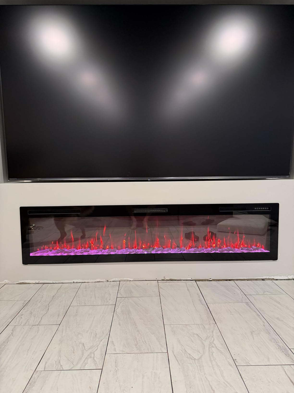 Zionheat 50 inch Ultra Thin Electric Fireplace-Wall Fireplace for Living Room-Fireplace Freestanding/Inserts/Wall Mounted with Remote Control, Timer, Dimmer, 12 Flame Colors, 750/1500W customer photo 2