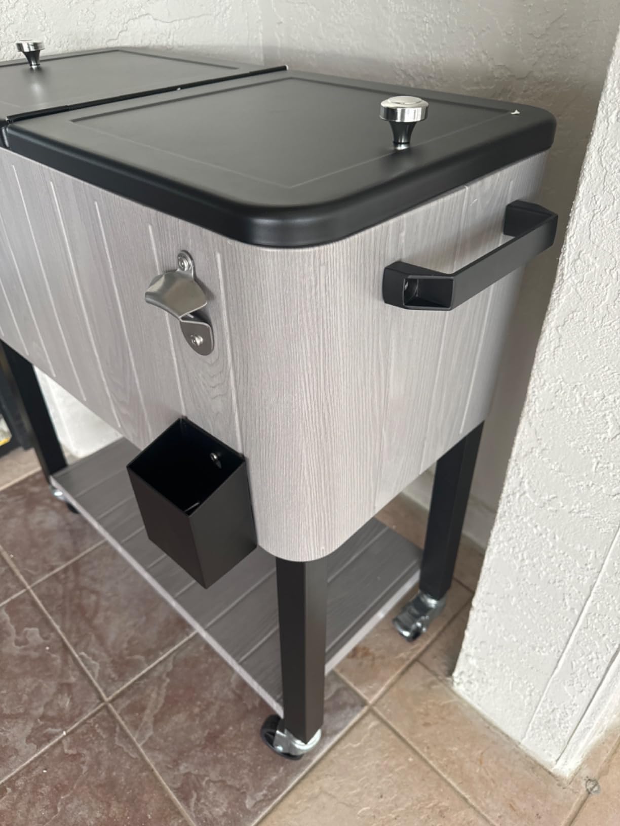YITAHOME 80 Quart Rolling Cooler Cart, Patio Cooler Rolling on Wheels | Outdoor Rolling Beverage Cart with Bottle Opener Drainage Drink Cooler for Patio Pool Deck Party BBQ Cookouts customer photo 2