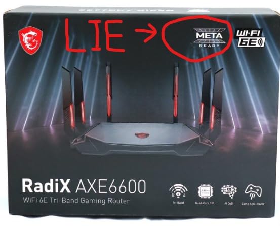 MSI Radix AXE6600 WiFi 6E Tri-Band Gaming Router, AI QoS, RGB, 1.8GHz Quad-Core Processor, MU-MIMO, Tri Band Gigabit Wireless, 8-Stream, High Speed Long Range Gaming Router customer photo 1