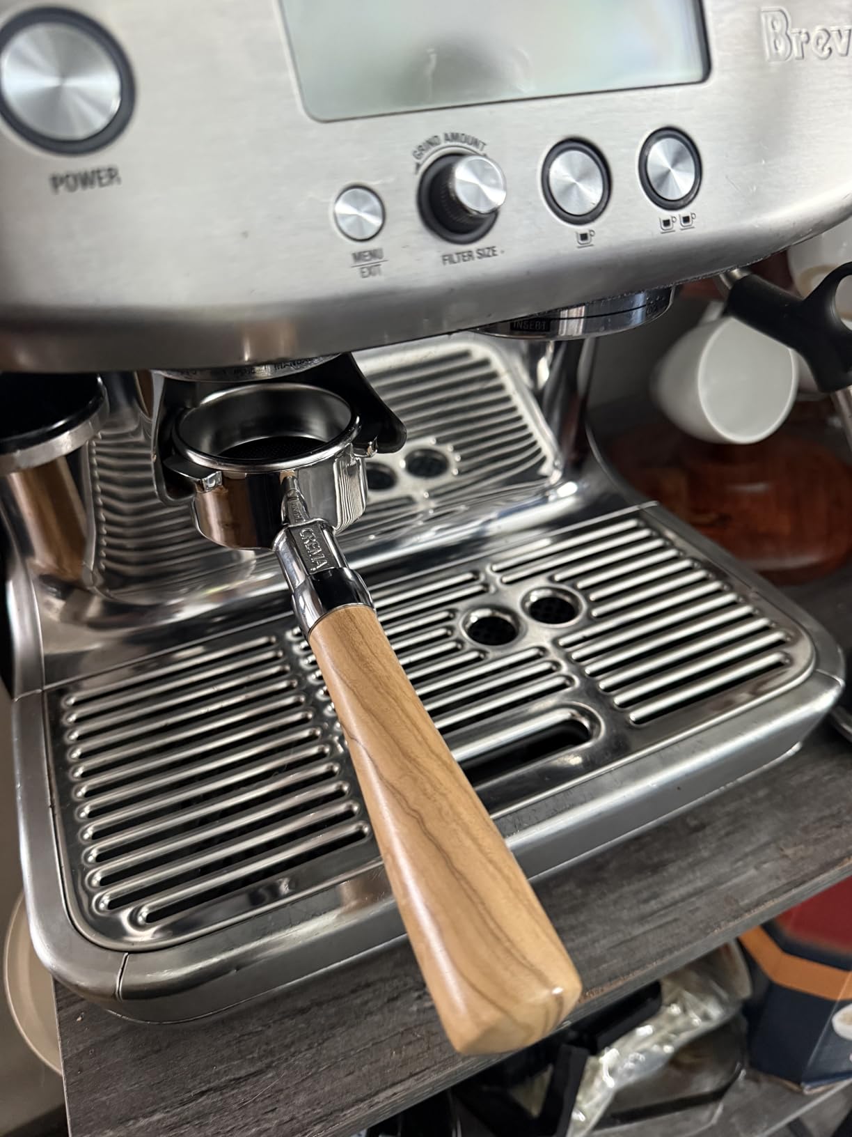 Coffee Products 54mm Bottomless Naked Portafilter | Compatible with 54mm Breville Machines | Includes Double Shot Filter Basket | Matte Black customer photo 2