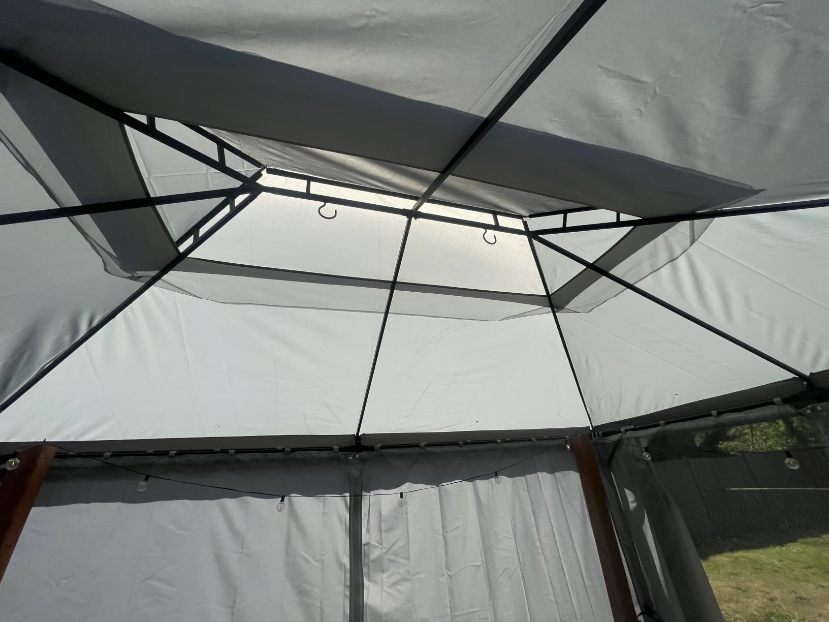LAUSAINT HOME 10'x13' Outdoor Gazebo, Metal Frame Heavy Duty Patio Canopy Tent Shelter with Double Roofs, Mosquito Nettings and Privacy Screens for Backyard, Garden, Lawn, Khaki customer photo 2