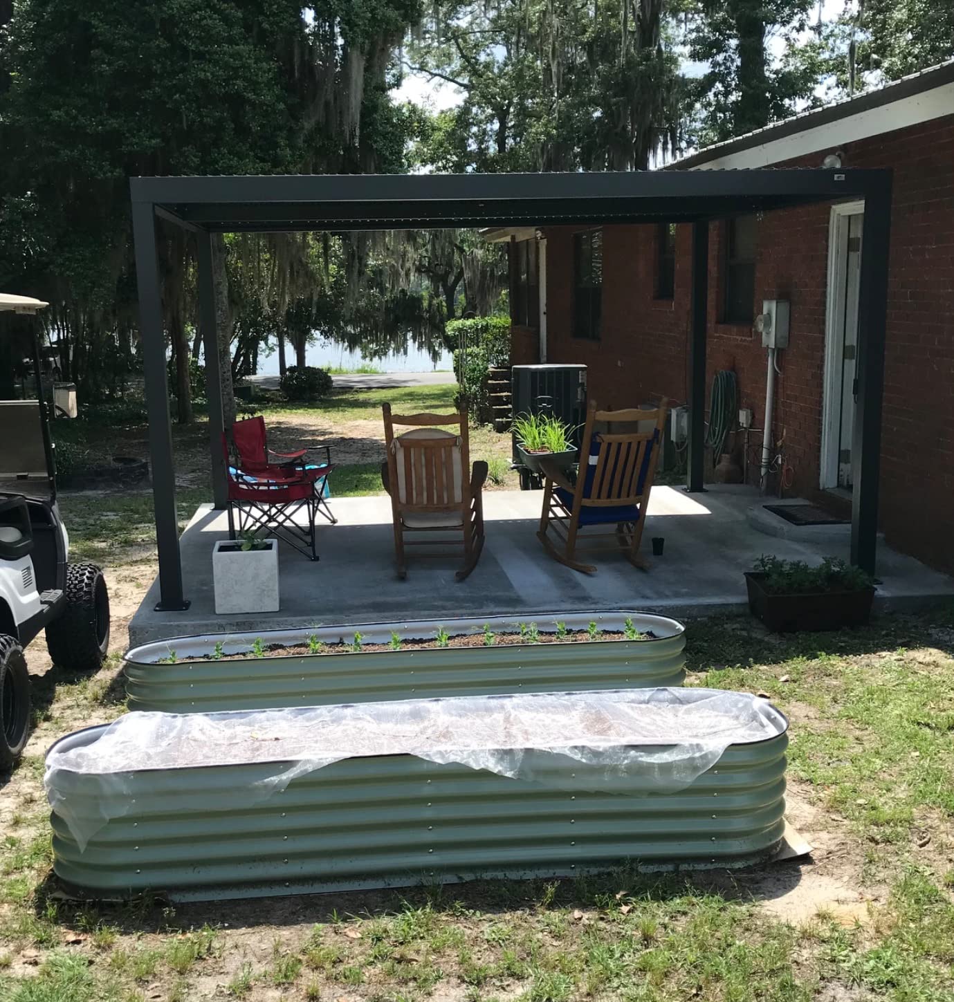 PURPLE LEAF Louvered Pergola 94AS 12' x 14' All-Aluminum Rustproof Gray | Rainproof Dry System Keeps Furniture Protected, Two Adjustable Louvered Roofs, 53Mph Wind Resistant, Zero-Rust Aluminum customer photo 2