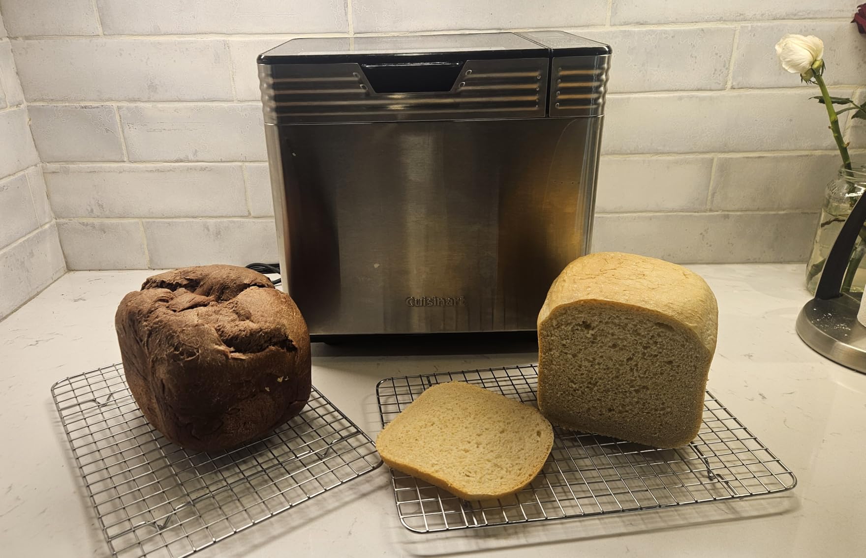 Cuisinart Bread Maker Machine, 16 Menu Programs, Stainless Steel, 2-Lb Loaf | Bread machine with 16 menu options, 3 loaf sizes up to 2 lbs, 3 crust colors, convection baking & measuring cup hook, CBK-200 customer photo 1