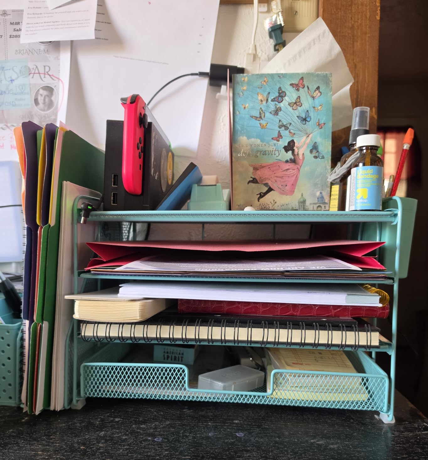 OPNICE Desk Organizer, 4-Tier Desktop File Organizer with Drawer and Pen Holders, Office Desk Accessories, File Sorters, Workspace Organizers for Office Supplies(Black) customer photo 2