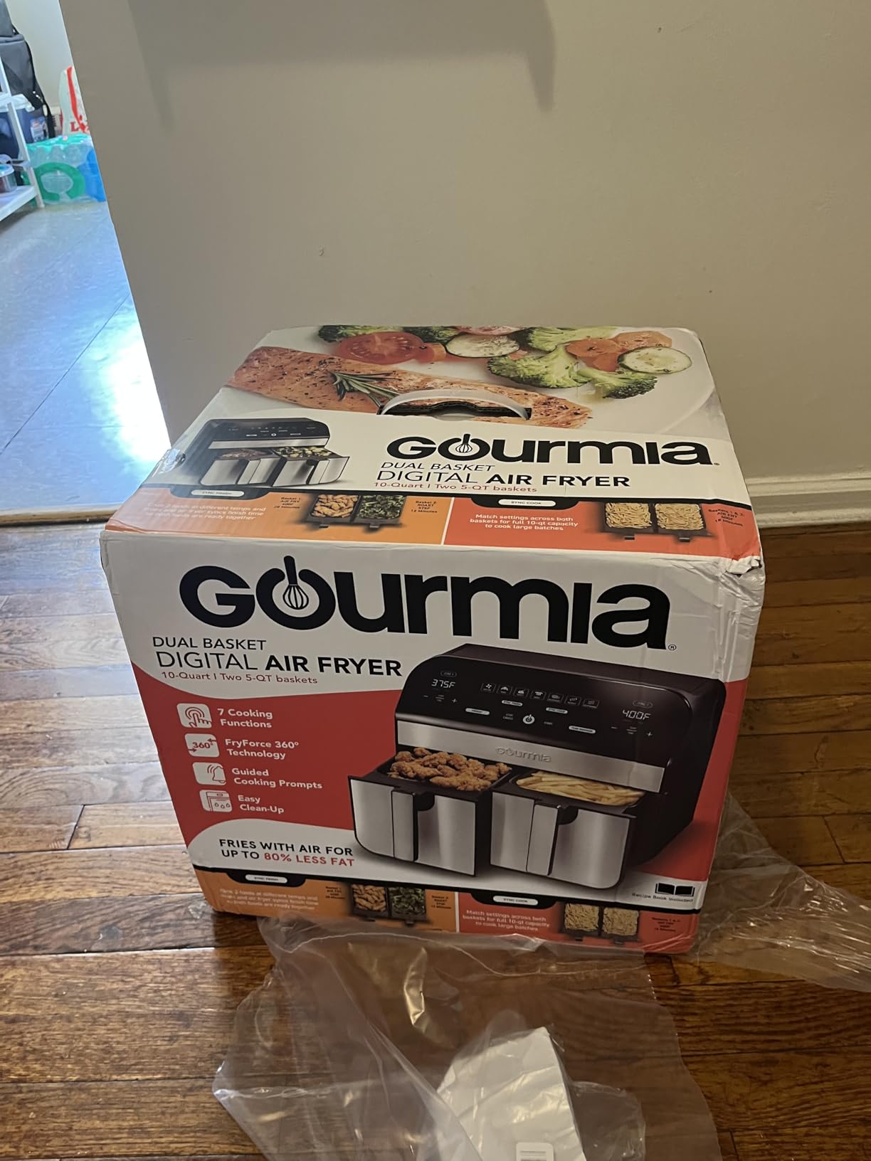 Gourmia Air Fryer - 10 Qt Dual Basket Capacity, Stainless Steel | Digital Display, Touch Controls, 7 Cooking Presets, 90-400°F Adjustable Temperature, Dishwasher-Safe Baskets & Crisper Trays customer photo 1