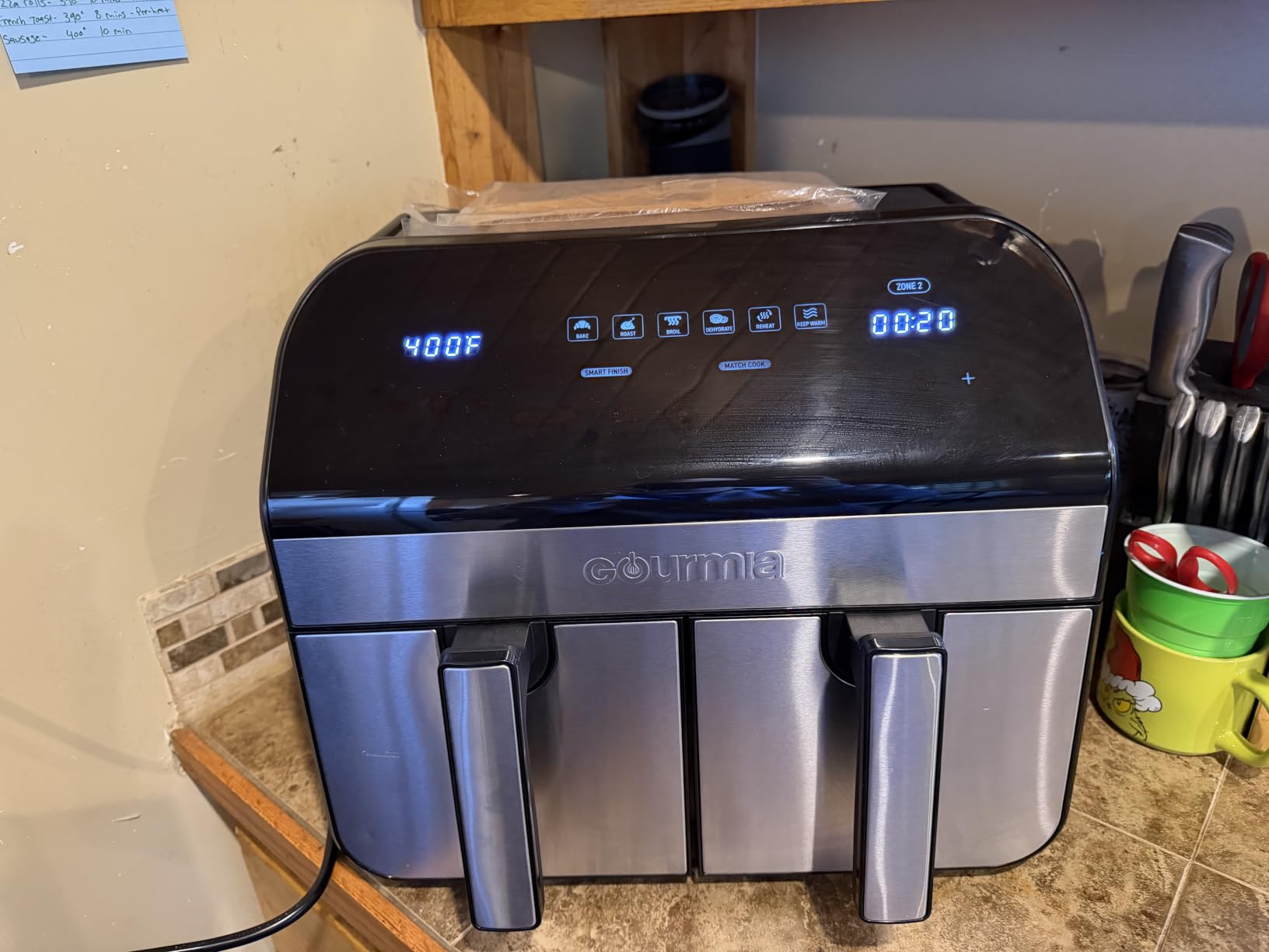 Gourmia Air Fryer - 10 Qt Dual Basket Capacity, Stainless Steel | Digital Display, Touch Controls, 7 Cooking Presets, 90-400°F Adjustable Temperature, Dishwasher-Safe Baskets & Crisper Trays customer photo 2