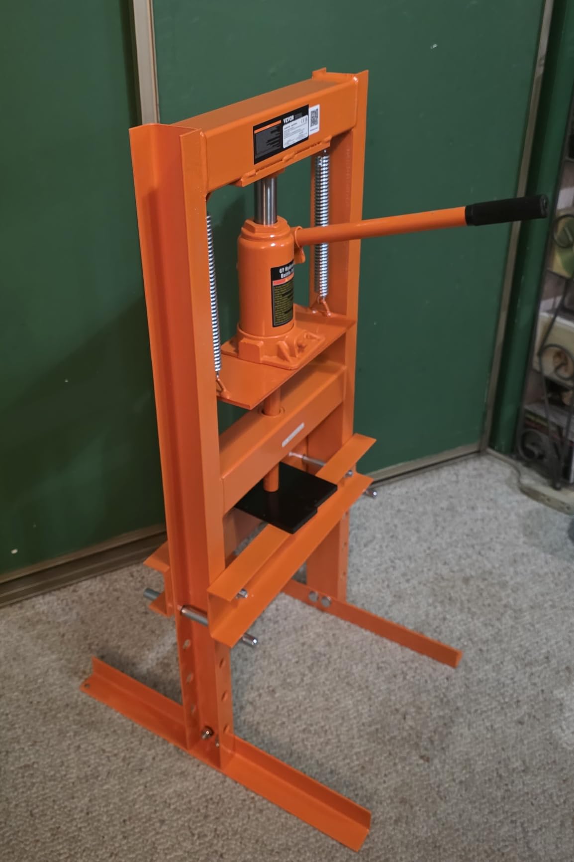 VEVOR Hydraulic 12 Ton H-Frame Garage Floor Adjustable Shop Press | Heavy-Duty Steel, with Movable Plates for Bending, Straightening, and Stamping, 1.6
