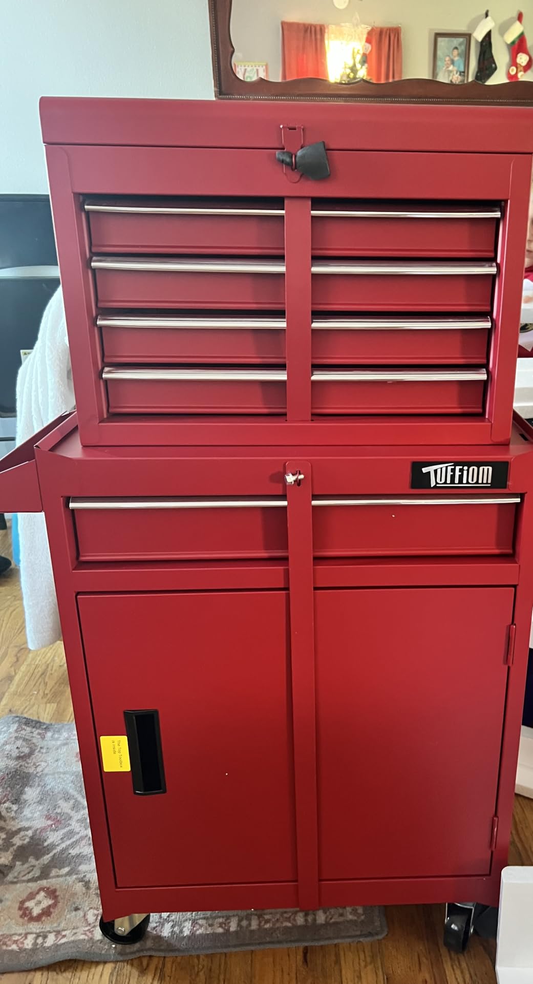 TUFFIOM 5-Drawer Rolling Tool Chest, Tool Storage Cabinet w/Drawers, Lockable Wheels, Detachable Top & Adjustable Shelf, Mechanic Tool Organizer Box for Garage, Workshop, Warehouse & Repair Shop customer photo 1