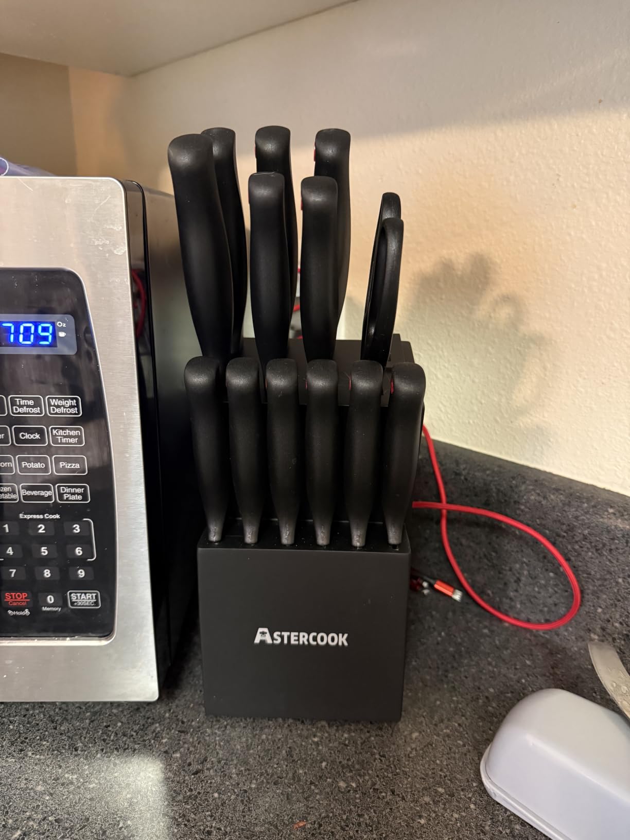 Astercook Knife Set for Kitchen with Block and Sharpener 15pcs German | Stainless Steel Kitchen Utensils Set Dishwasher Safe customer photo 2