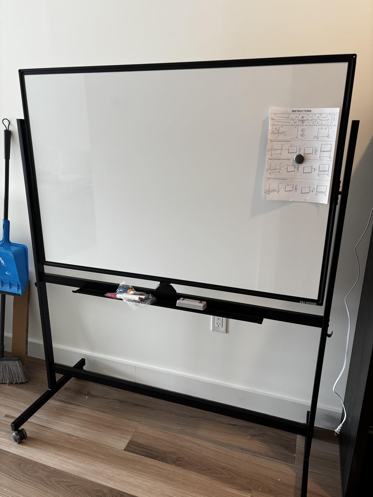 TSJ OFFICE Large Rolling Whiteboard - Dry Erase Magnetic 48 x 32 Inches White Board Height Adjust Double Sided Mobile Portable Easel on Wheels customer photo 1