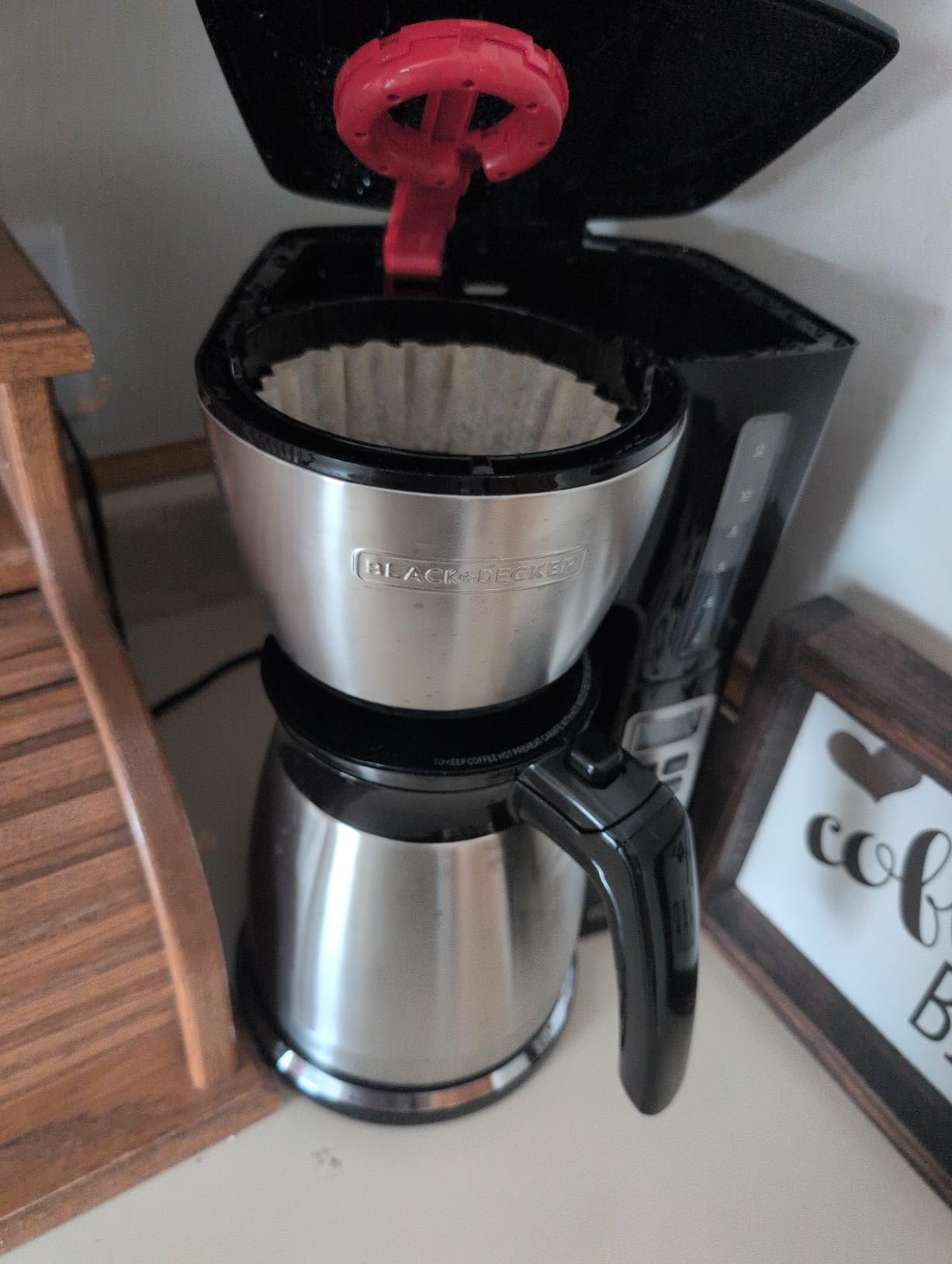 BLACK+DECKER 12 Cup Thermal Programmable Coffee Maker with Brew Strength and VORTEX Technology, Black/Steel, CM2046S customer photo 2
