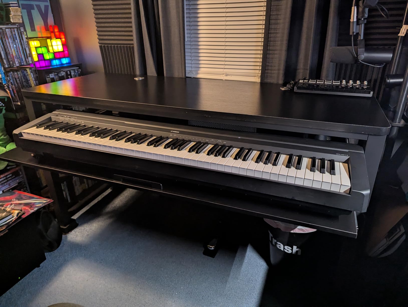 Music Studio Recording Desk with 1 Piano Keyboard Tray, Music Production Workstation, Home Office Furniture Wooden Table (Black Board + Black Frame, 63 inches) customer photo 2