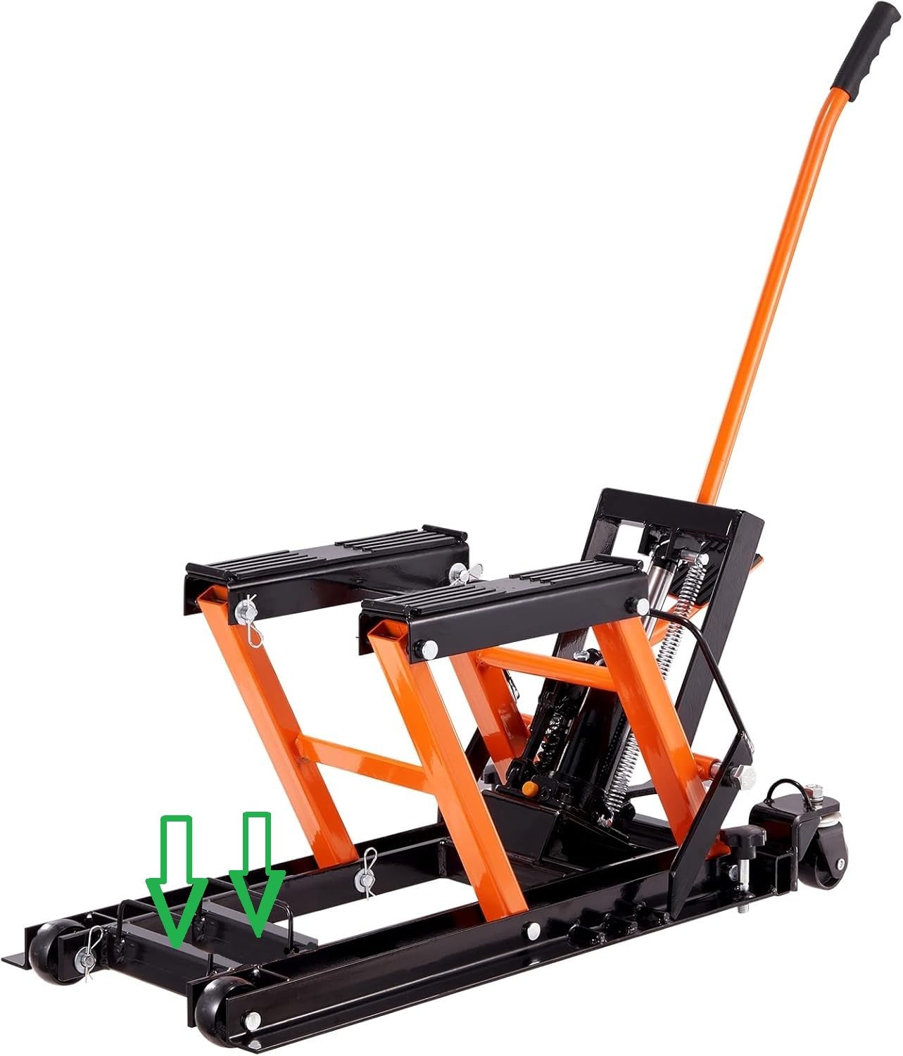 VEVOR Hydraulic Motorcycle Lift Jack 1500 LBS Capacity ATV Scissor Lift Jack Portable Motorcycle Lift Table with 4 Wheels Hydraulic Foot-Operated Hoist Stand for Motorcycle ATV UTV Powersports customer photo 2