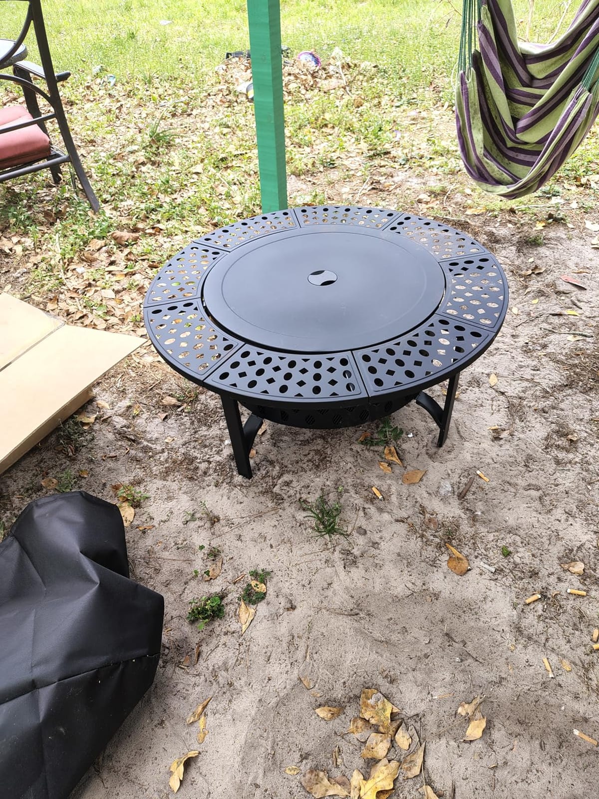 OutVue 36 Inch Fire Pit with 2 Grills,Wood Burning Fire Pits for Outside | Fire Pit with Lid, Poker & Round Waterproof Cover, BBQ& Outdoor Firepit & Round Metal Table 3 in 1 for Patio, Picnic, Party customer photo 1