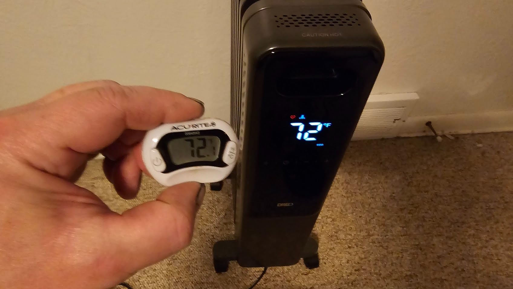 DREO Oil Filled Radiator Heater, Electric Heaters for indoor use Large Room | Quiet, Digital Thermostat, ECO, Remote Control, 4 Modes, Child Lock, Overheat & Tip-Over Protection, 24h Timer, 1500W, Grey customer photo 1