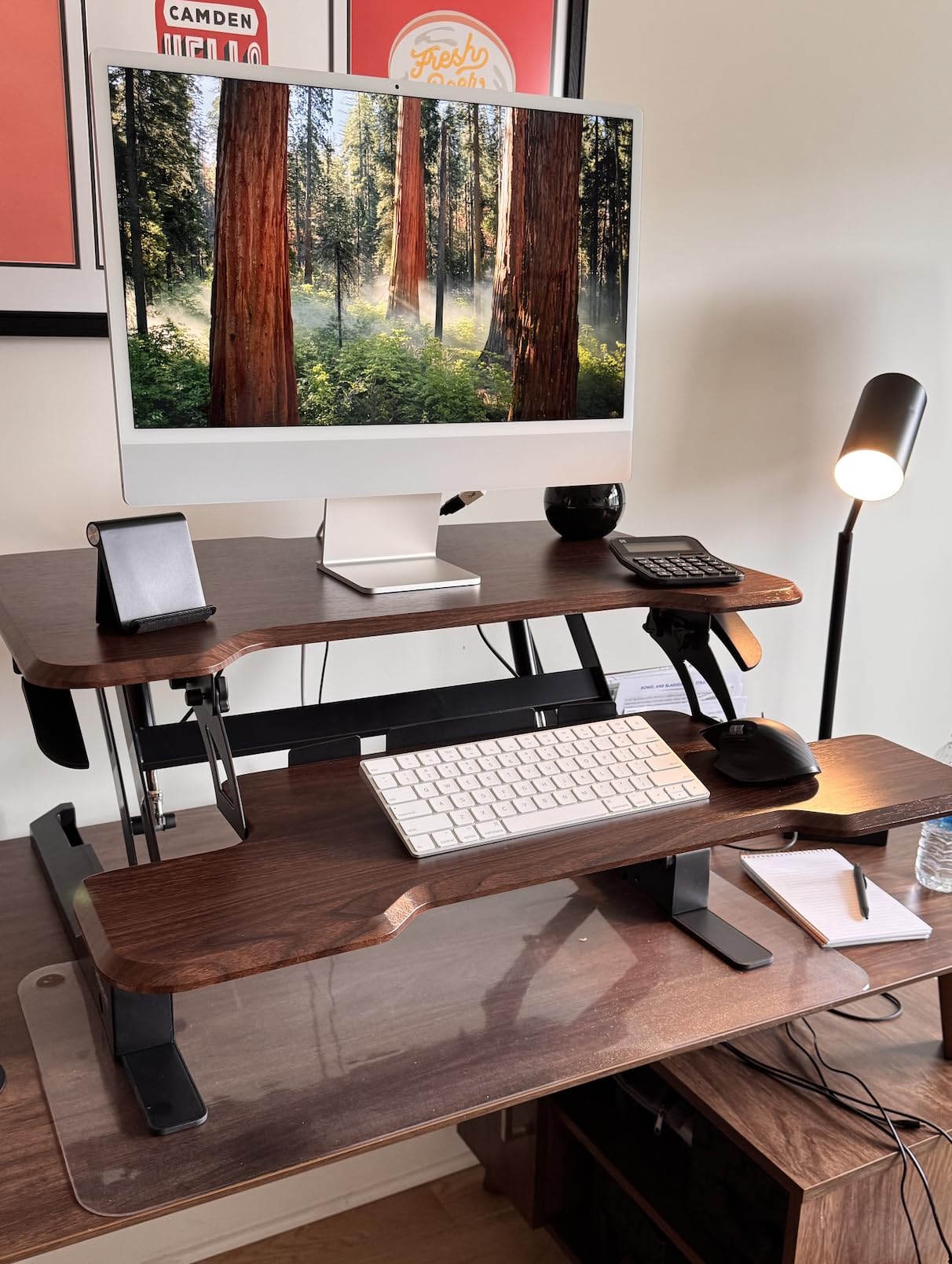 Mount-It! 38 Inch Standing Desk Converter - Gas Spring Sit Stand Desk Riser for Dual Monitors - Height Adjustable Desktop Workstation with Keyboard Tray - Black customer photo 1