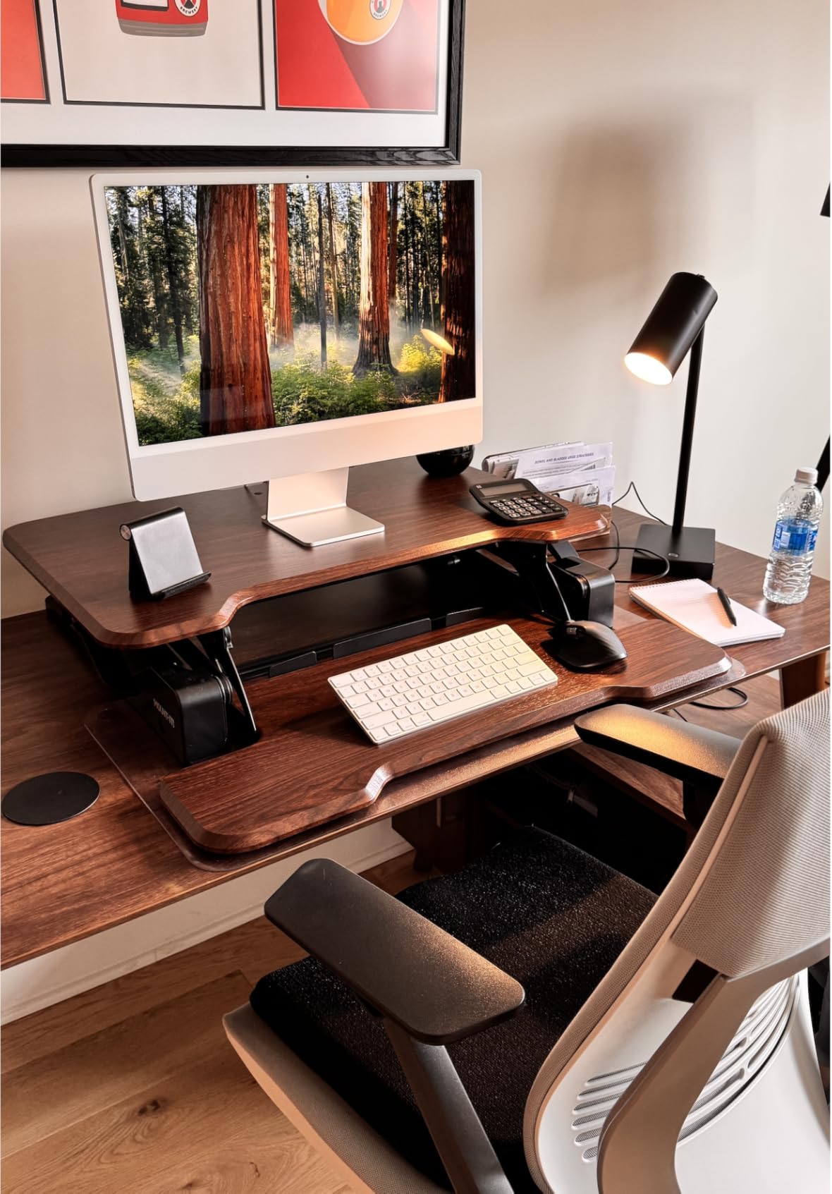Mount-It! 38 Inch Standing Desk Converter - Gas Spring Sit Stand Desk Riser for Dual Monitors - Height Adjustable Desktop Workstation with Keyboard Tray - Black customer photo 2
