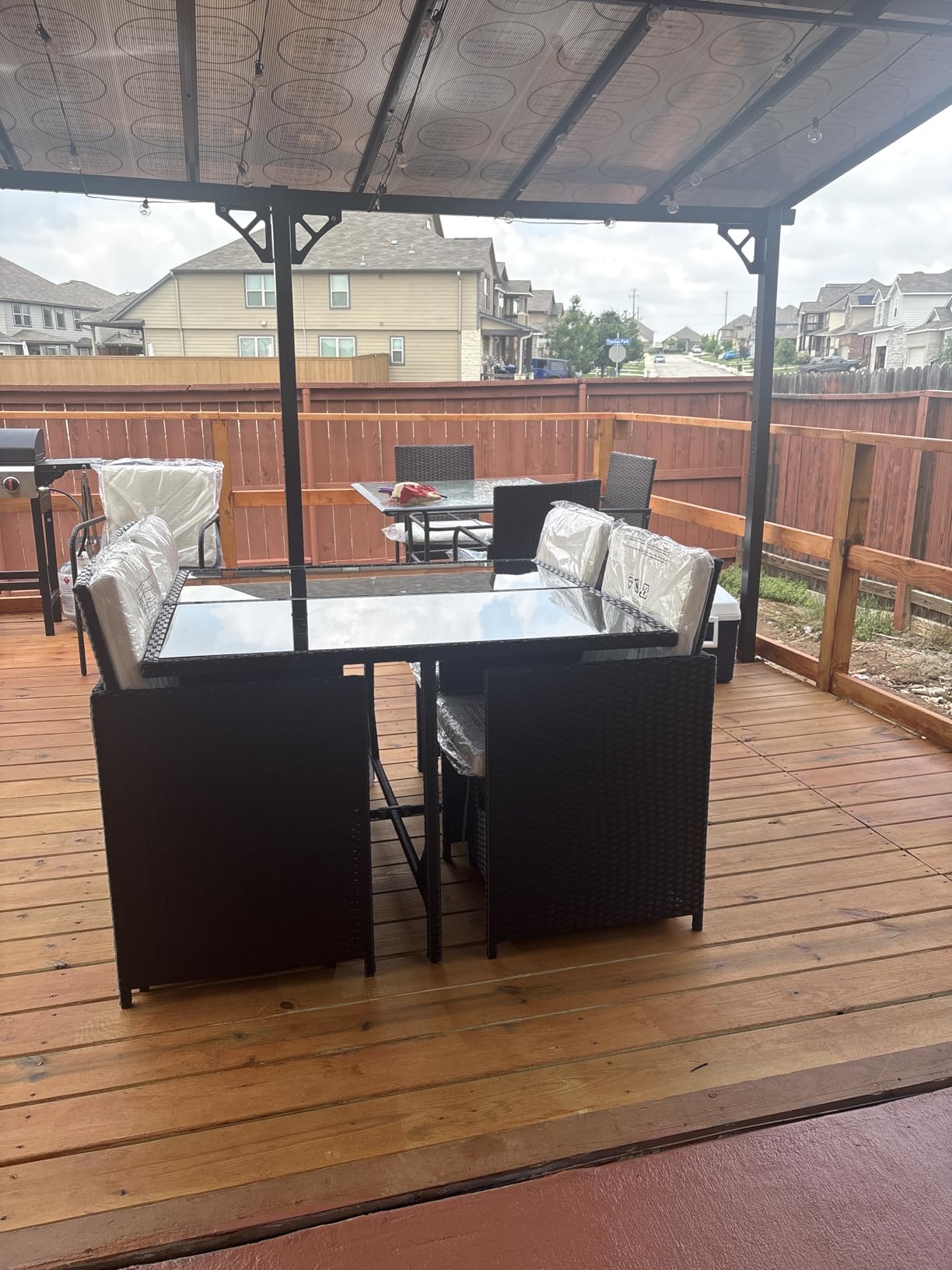 Yaheetech 9 Pcs Patio Dining Sets, Rattan Chairs w/Glass Table Black/Beige | Outdoor Space Saving Wicker Sectional Conversation Furniture Set with Removeable Cushions customer photo 1