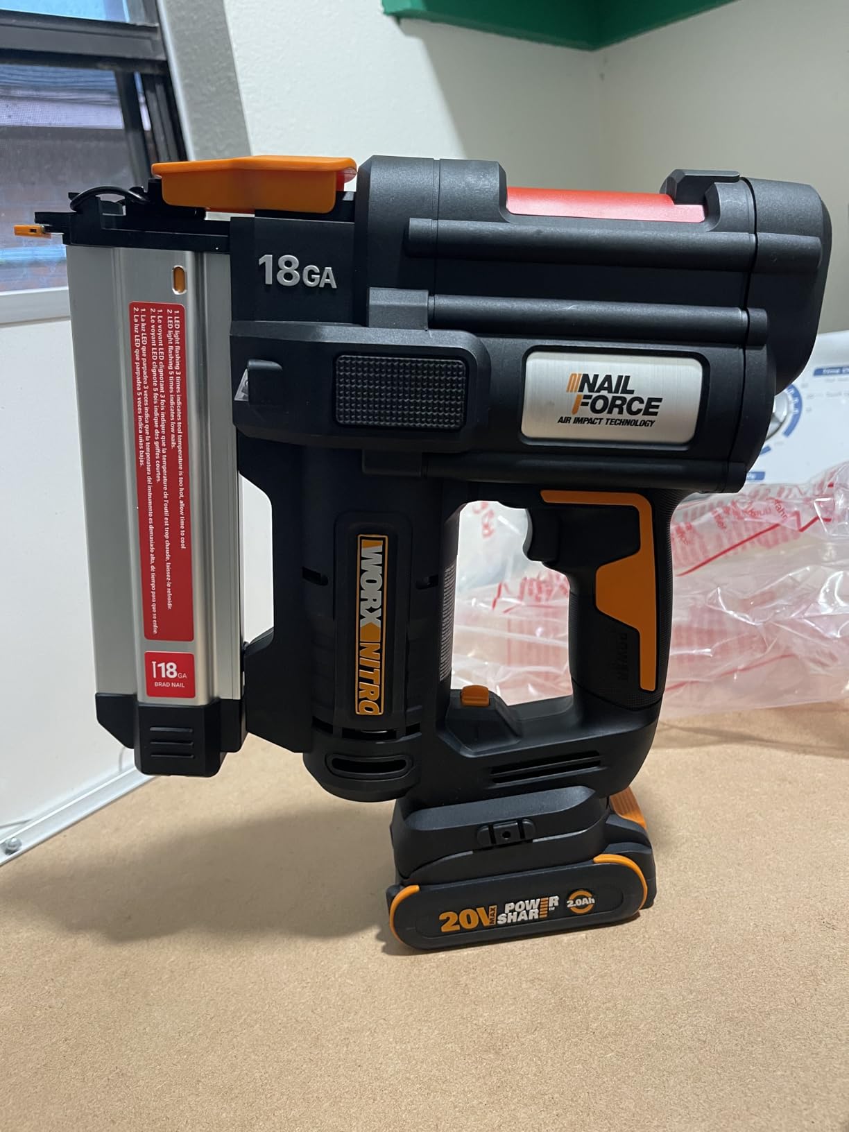 WORX Cordless Brad Nailer, 20V 18GA Nail Gun, WX842L | Up to 2-in Nails and Tool-Free Jam Release for Trimming, Molding and Baseboards, Battery and Charger Included, PowerShare customer photo 1