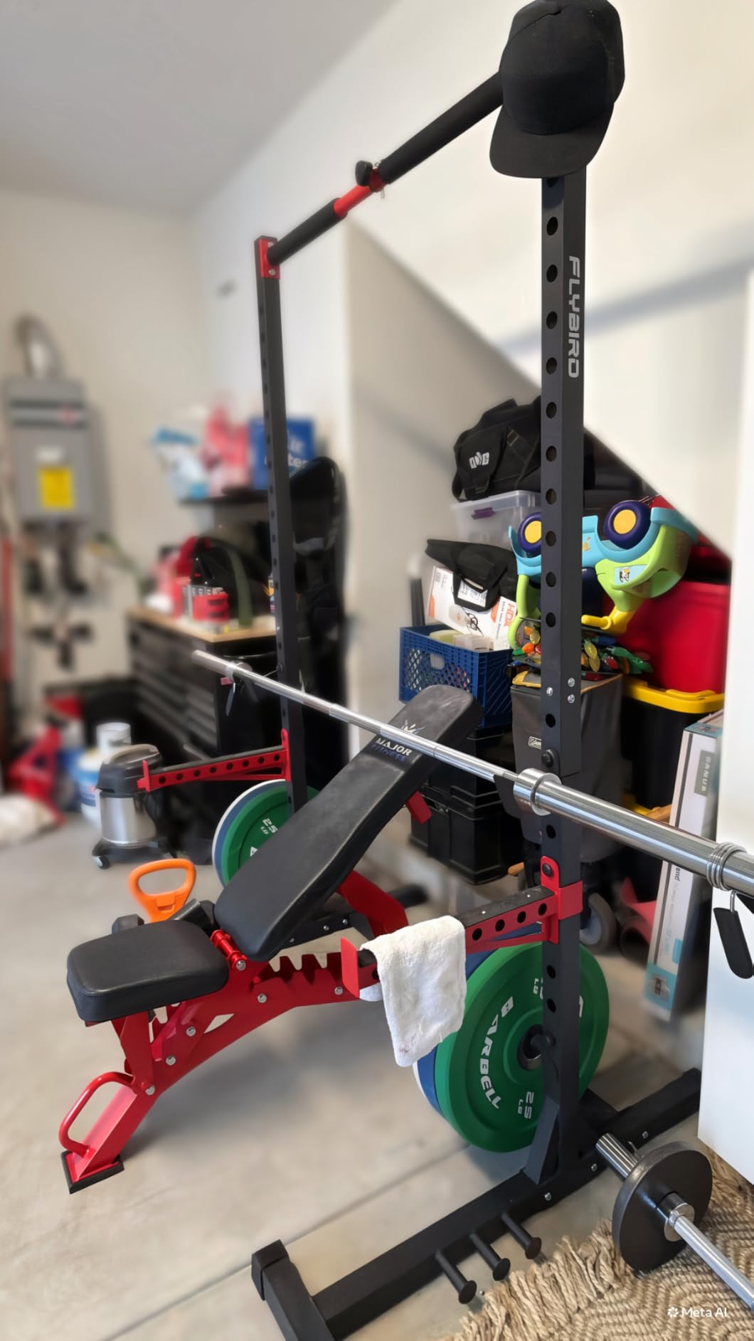 FLYBIRD SR1 Squat Rack, Adjustable Power Rack for 6FT/7FT Barbells with Pull-Up Bar, 22 Adjustment Positions, J-Hooks and Safety Spotter Arms customer photo 1