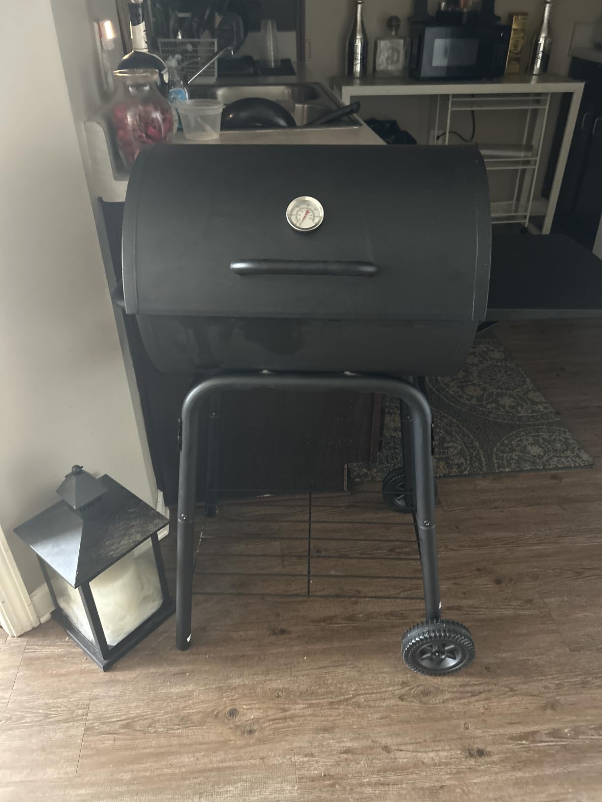Charcoal Grill with Side Table, Barrel BBQ Grill 500 Sq In Cooking Area | Charcoal Outdoor BBQ Grill, for backyard, camping and picnic outdoor barbecue cooking by DNKMOR customer photo 1