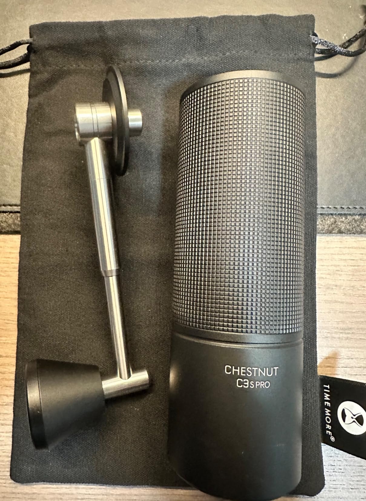 TIMEMORE Chestnut C3S Pro Manual Coffee Grinder, Stainless Steel S2C Conical Burr Coffee Grinder, Hand Coffee Grinder with Foldable Handle, Adjustable Grind Setting for Travel/Camping/Home, Black customer photo 2