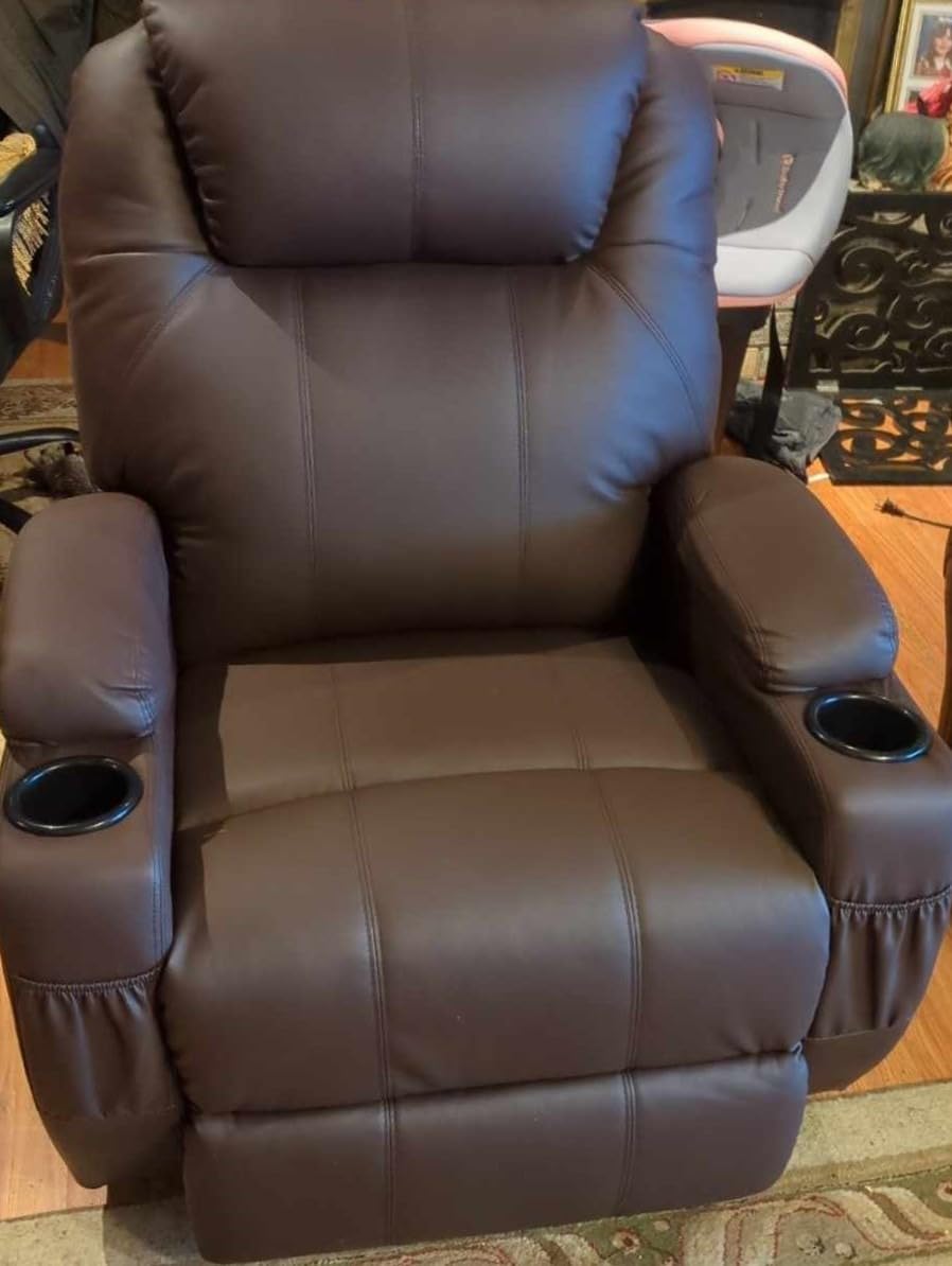 Korser Recliner Chair, Rocking Chair with Massage and Heat, 360° Swivel Recliner Chairs for Adults, Rocker Manual Recliner with Remote Control and Cup Holder for Living Room, Bedroom, Nursery customer photo 2