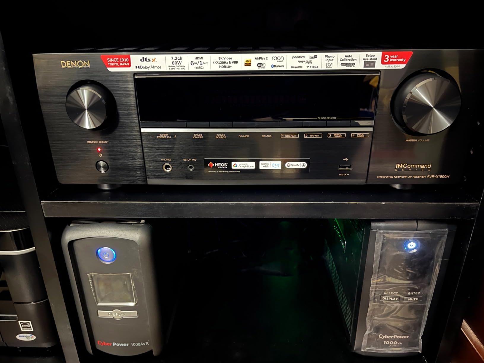 Denon AVR-X1800H 7.2 Channel AV Stereo Receiver (80W x 7), WiFi, Bluetooth | Wireless Streaming via Built-in HEOS, Supports Dolby Vision, HDR10+, Dynamic HDR, & Home Automation Systems customer photo 1