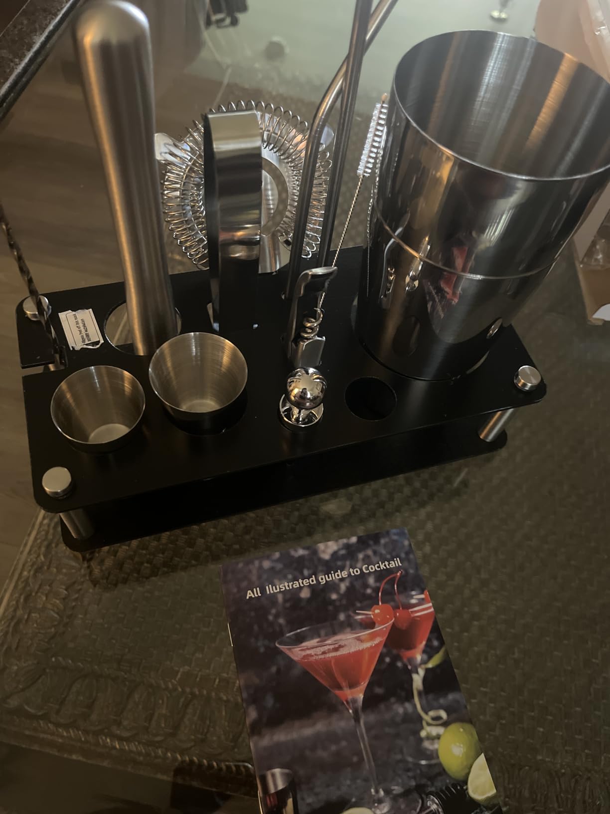 Wukuna Cocktail Shaker Bartender Kit, 15 Pcs Bar Tool with Acrylic Stand | Bar Sets All Practical Bars Accessories, 18/8 Stainless Steel, for Drink Mixing, Bar, Home, Lounge & Party, Gift, Silver customer photo 2