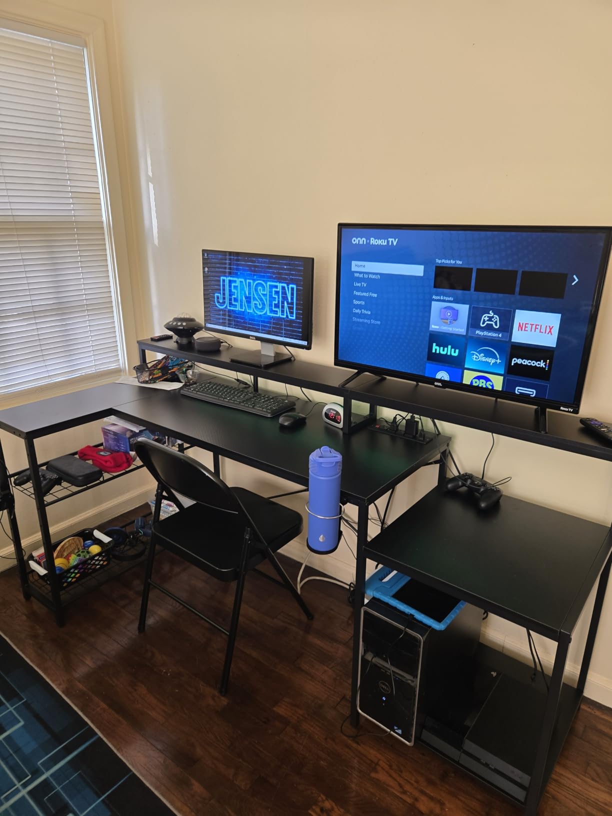Bestier 71.5 Inch L-Shaped Gaming Desk with LED & Power Outlets, Black | Large Desk with Monitor Stand, Adjustable Shelf & Printer Stand, Cup Holder, Headset Hooks for Gaming & Home Office customer photo 1