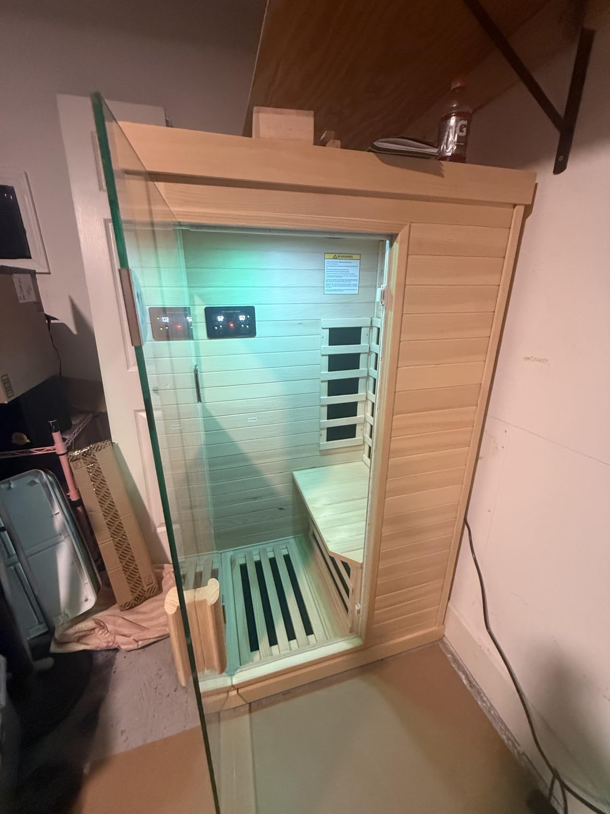 OUTEXER Outdoor Sauna Far Infrared 1550W for One Person Finland Spruce Wood | Low-EMF Dry Sauna Room with Bluetooth Speakers customer photo 2