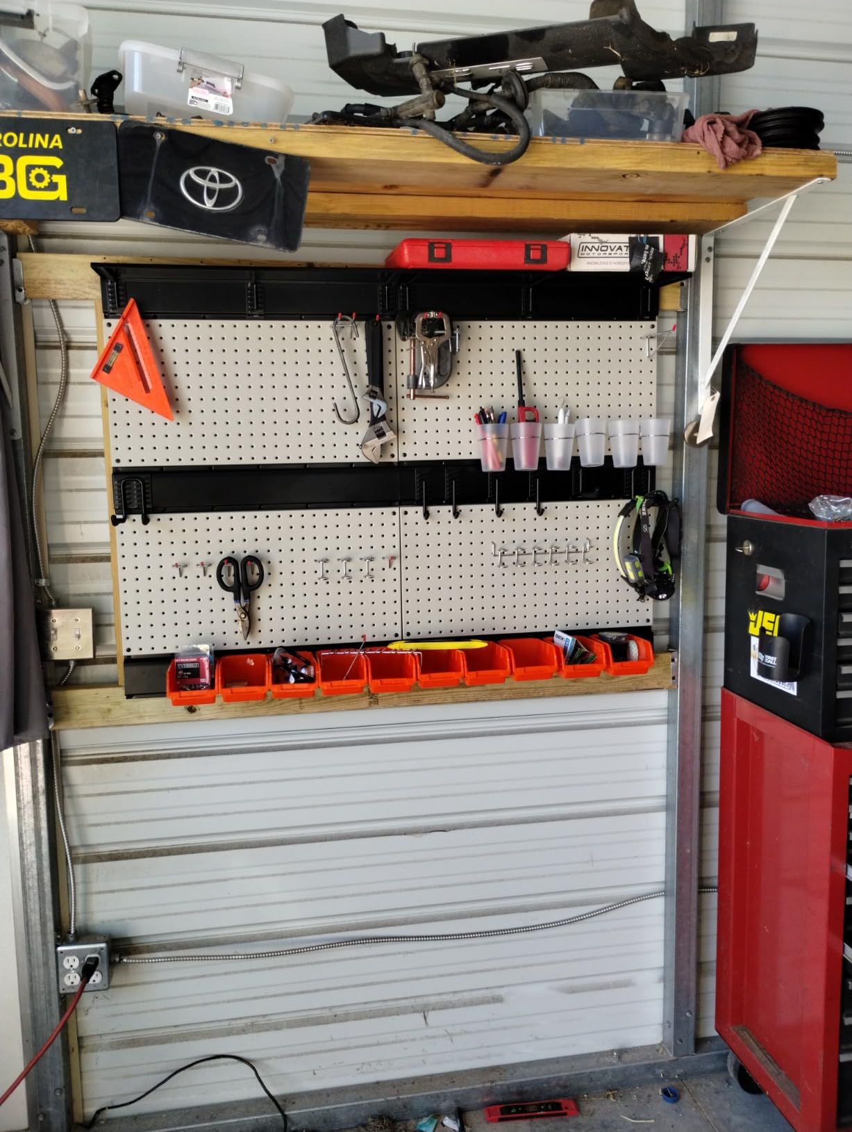 Ultrawall Pegboard Wall Organizer, 48 X 36 inch Garage Storage Pegboard | Metal Peg Board with Hooks & Storage Bins, Tool Panel Organizer, 72pcs Black customer photo 1