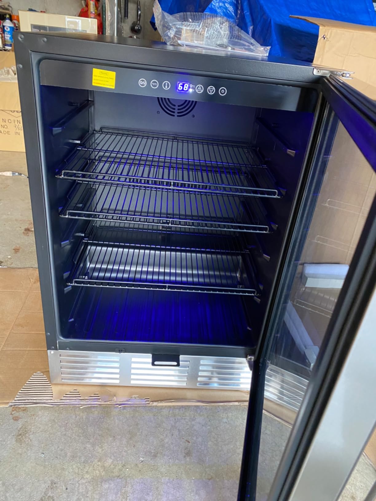 EUHOMY 24 Inch Beverage Refrigerator, 180 Can Under Counter Refrigerator | 37°F-65°F, Compressor Cooling, Built-in or Freestanding, Removable Shelves, Bar Office Kitchen Use, LED Light, Glass Door customer photo 2