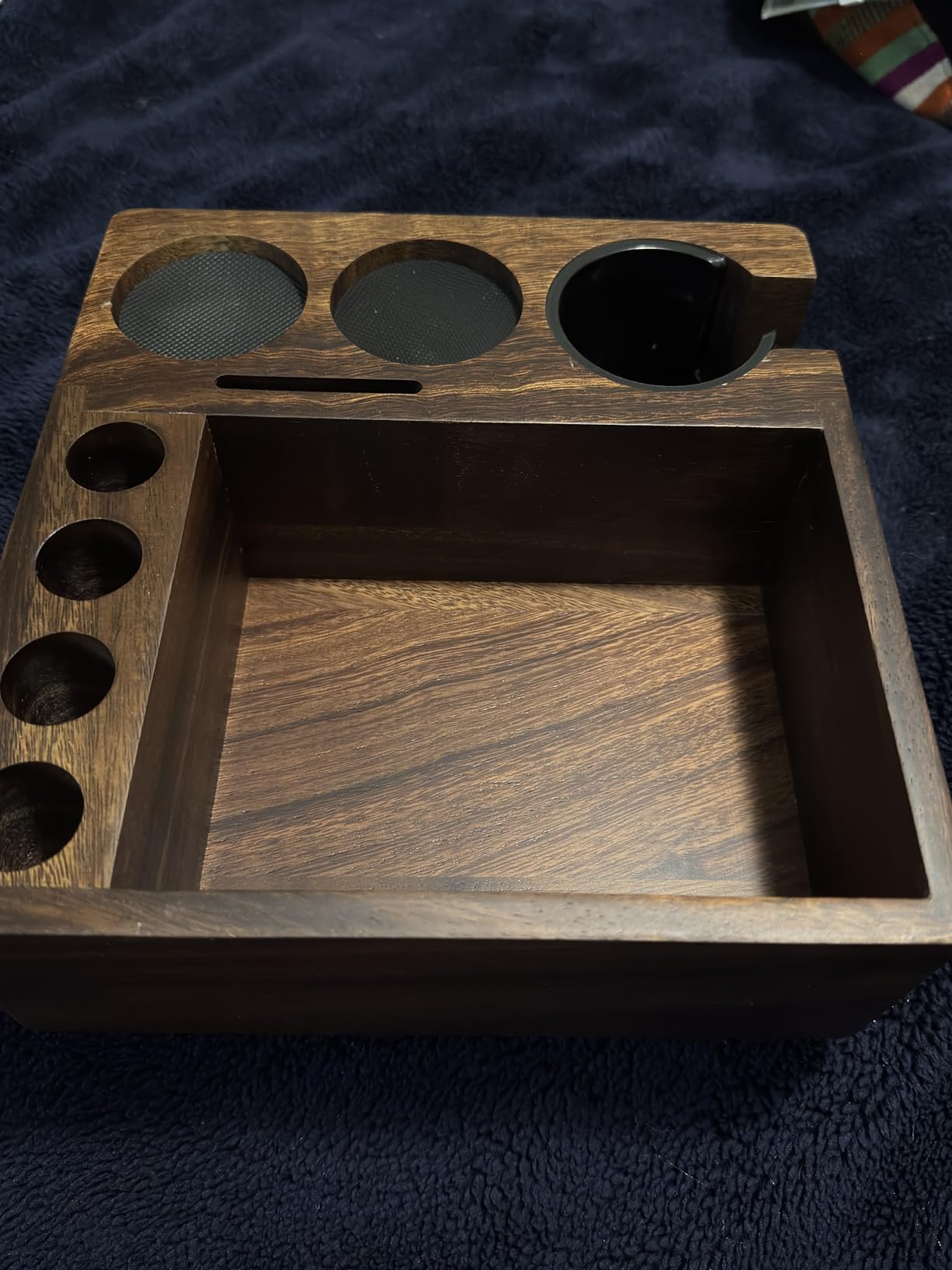 Espresso tamping station and knock box, Wooden portafilter holder, Espresso organizer station box, Tamping station fit for storage 51/54/58mm coffee accessories, Multifunctional tamper station customer photo 1