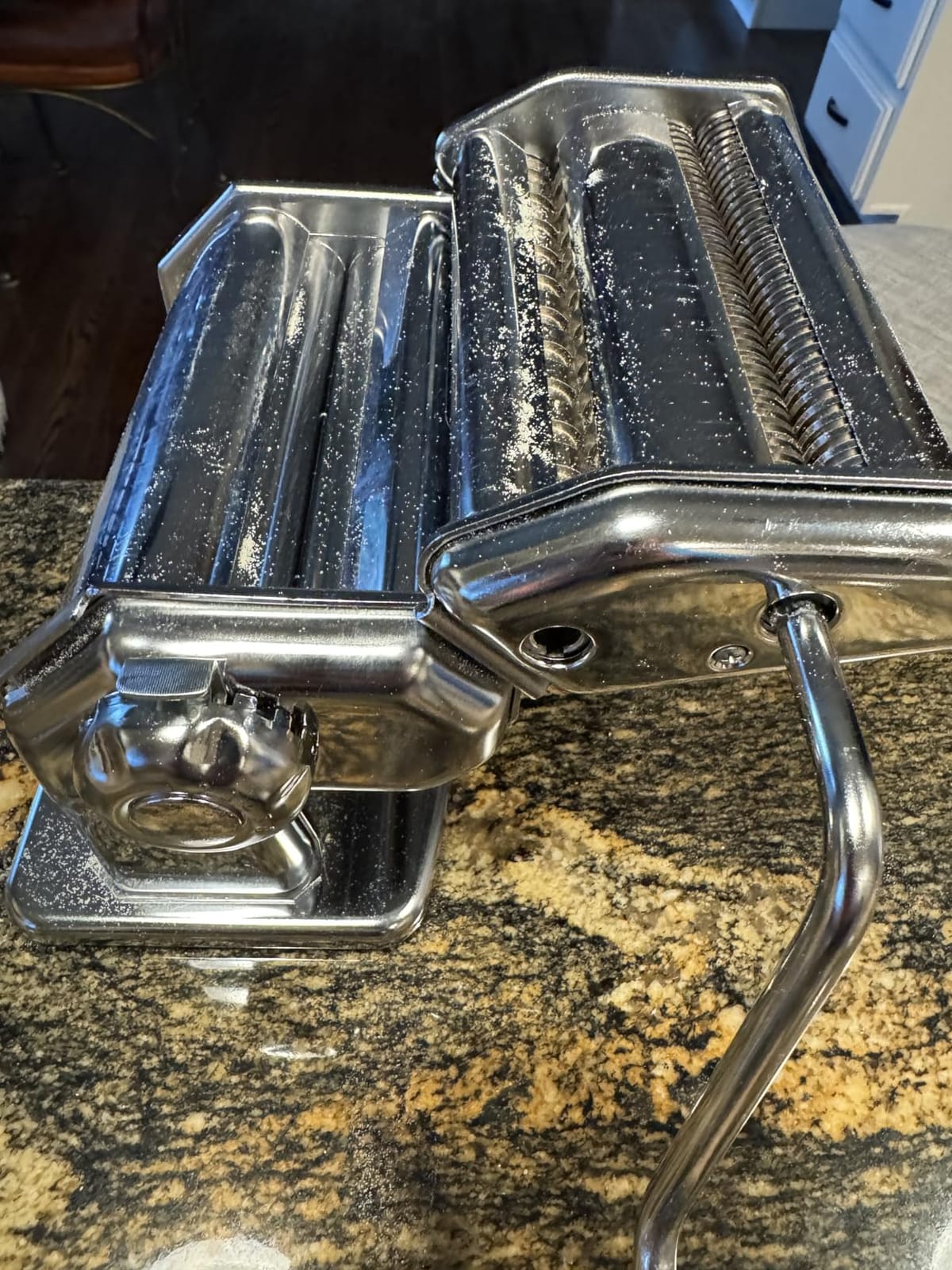 Imperia Pasta Maker Machine- 100% Made in Italy, Heavy Duty Steel Construction, Easy Lock Dial, Wood Grip Handle & Cleaning Brush- Fresh Homemade Italian Spaghetti Fettuccine or Lasagna (Classic Line) customer photo 1