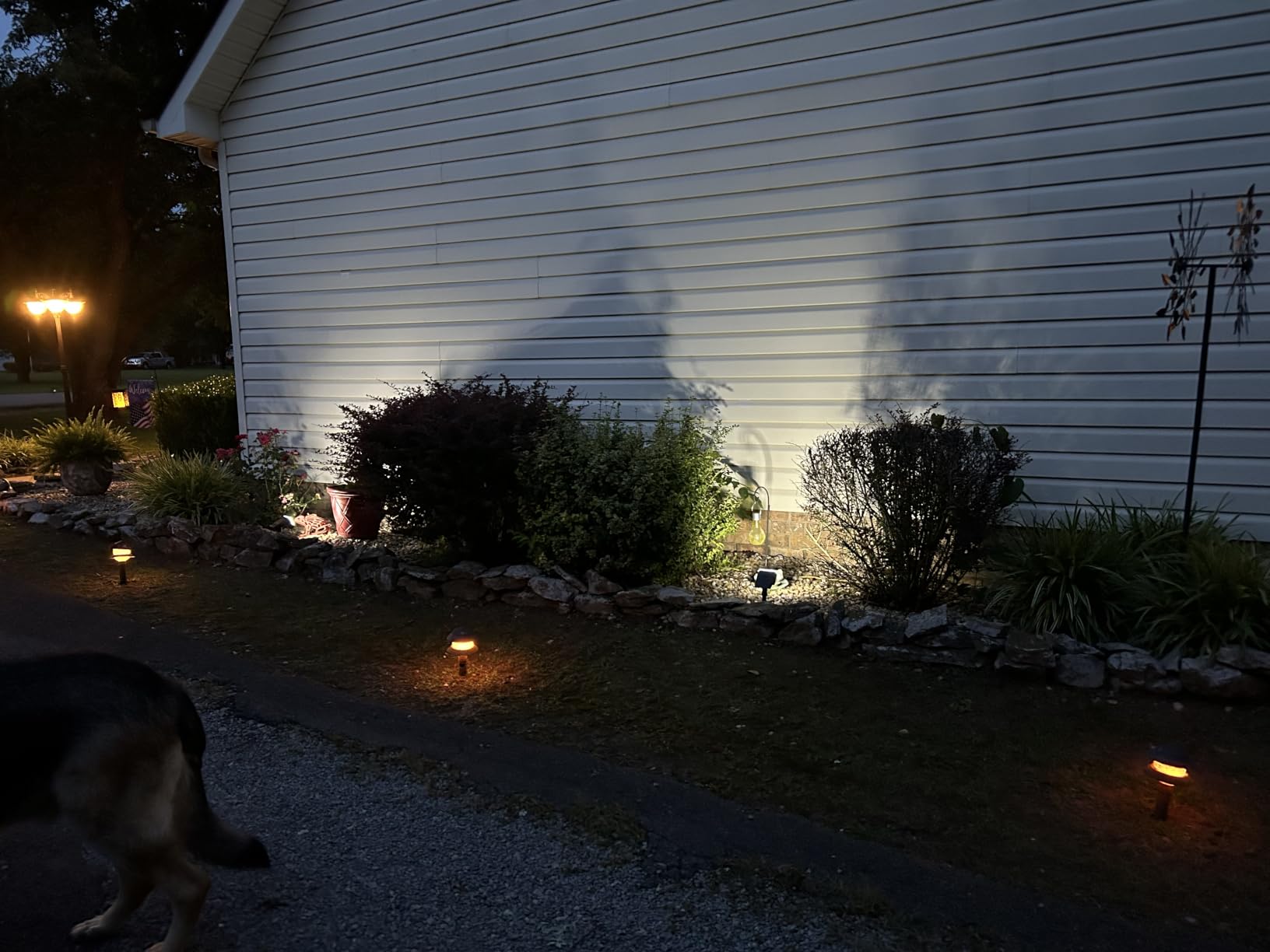 AUDERWIN Solar Spot Lights Outdoor Waterproof, 4 Packs, Cool White | 63 LED, 3 Lighting Modes, Solar Landscape Lights for Yard, Garden, House, Garage, Pathway, Tree, Backyard customer photo 2