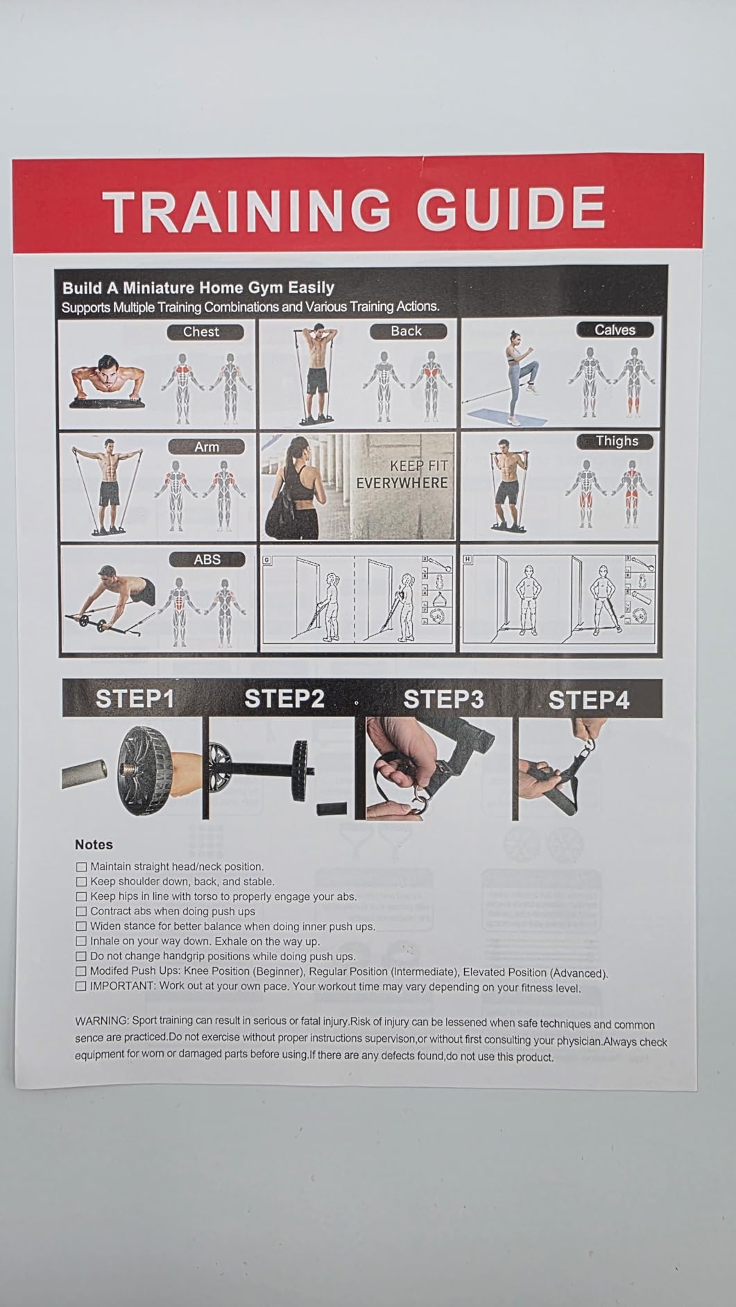 MQRW Push Up Board, Home Gym, Portable Exercise Equipment, Pilates Bar and 20 Fitness Accessories with Resistance Bands and Ab Roller Wheel, Full Body Workout at Home customer photo 2