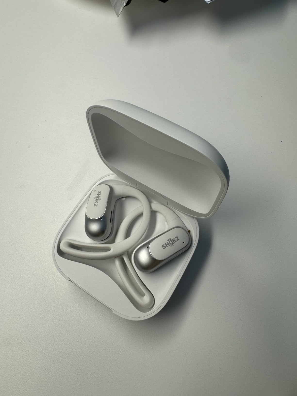SHOKZ OpenFit Air - Open-Ear Headphones, True Wireless Earbuds, Water Resistant, Secure Earhooks for Daily Use, Black | Hooked comfort; Natural sound; Open-ear awareness; AI call clarity; IP54; Workout/leisure/work/driving use customer photo 1