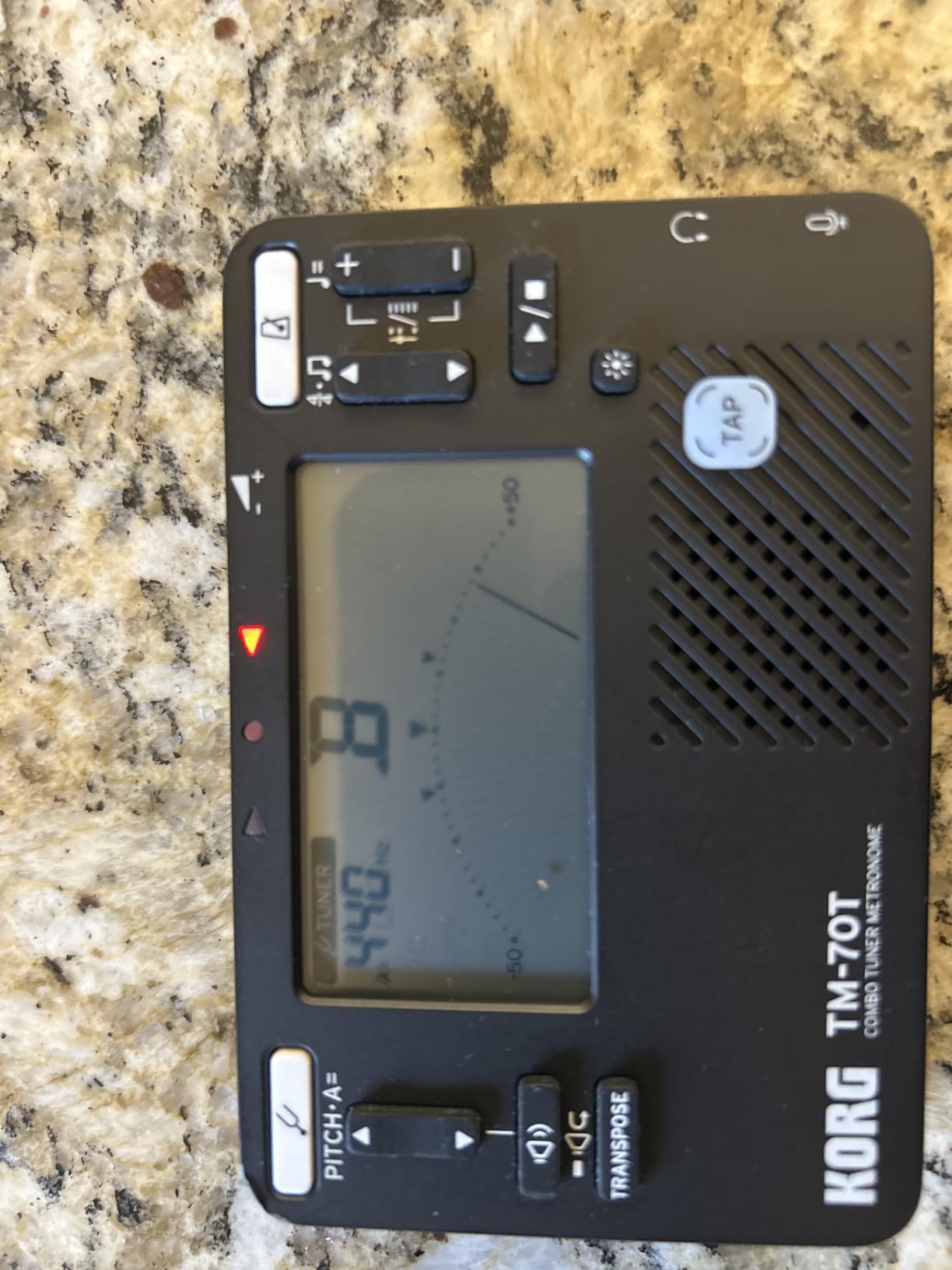 Korg TM-70T Tuner and Metronome w/ Sound Out Mode, Transpose Mode, and Chromatic Mode - Black customer photo 1