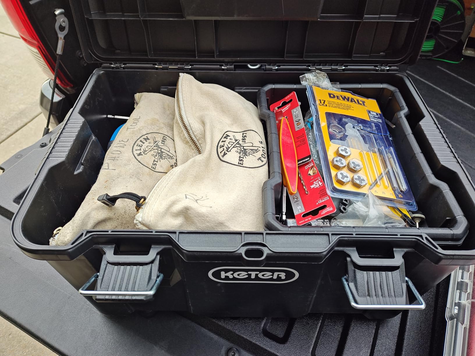 Keter Stack N Rolling Tool Box Modular Storage System 3 Piece | Black and Red, Heavy Duty, Weatherproof, All Terrain Wheels, Durable, Easy to Use, Telescoping Handle customer photo 2
